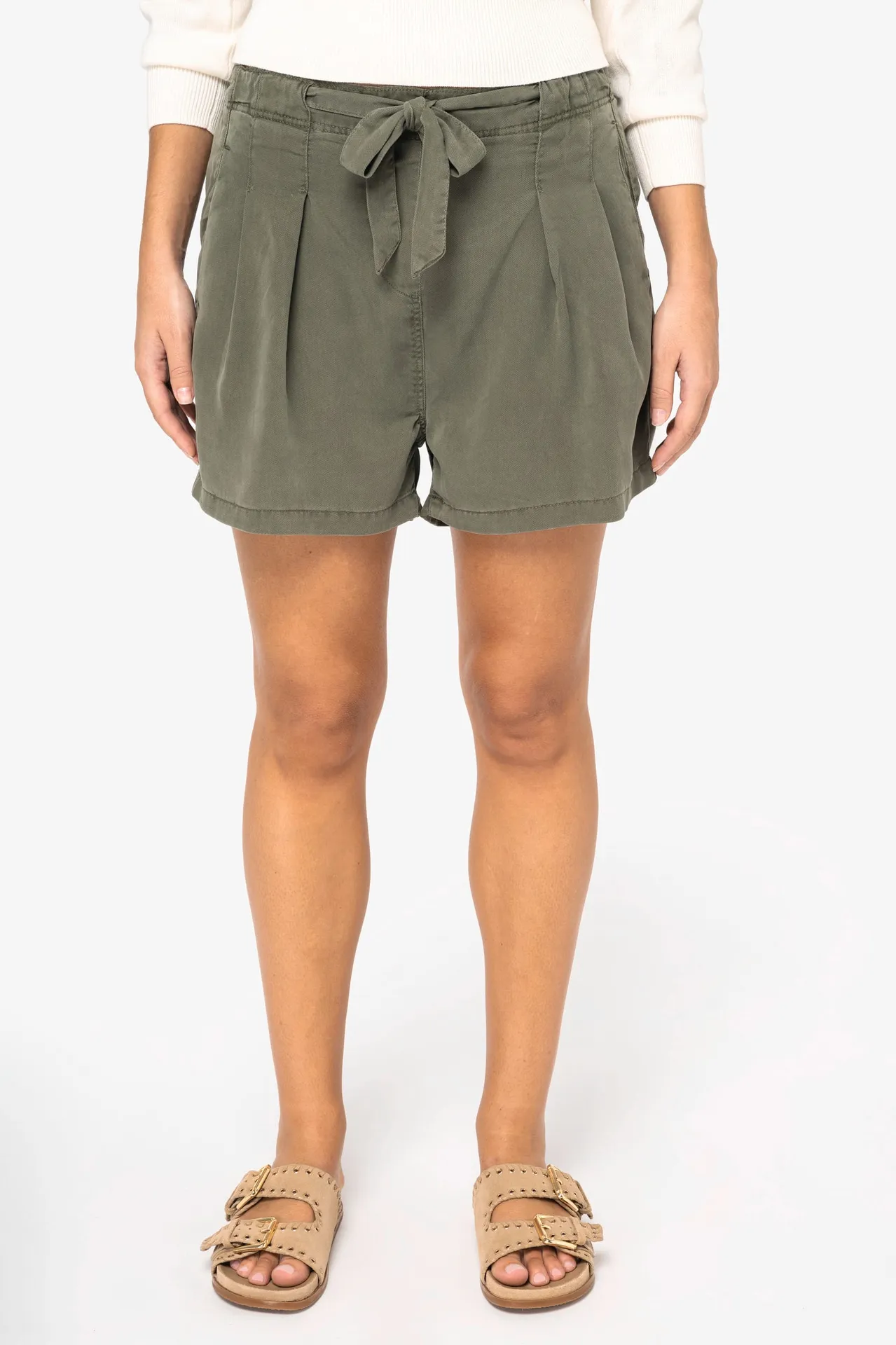 Umweltfreundliche ausgewaschene Damenshorts aus Lyocell