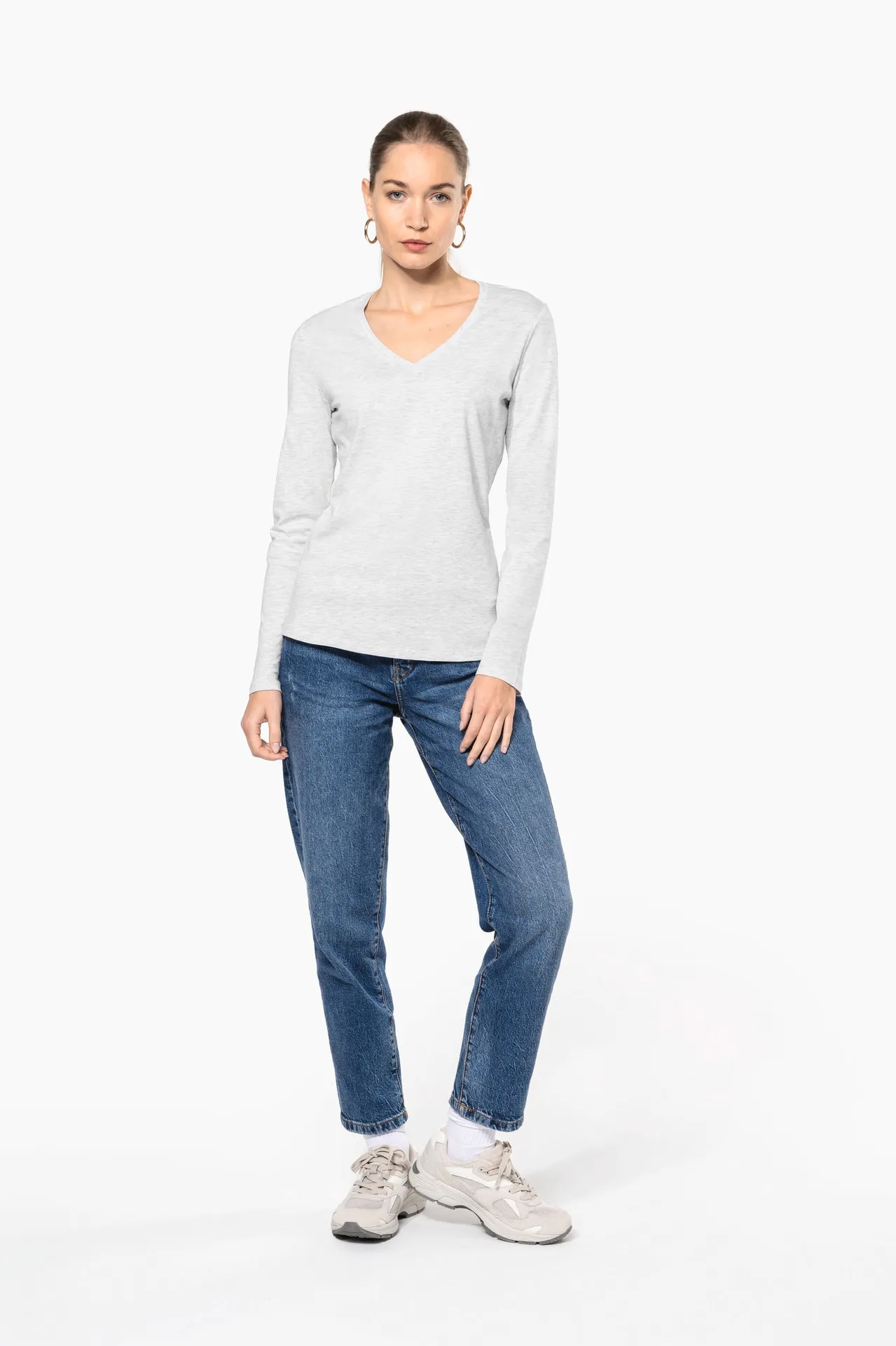 Damen-Langarmshirt mit V-Ausschnitt