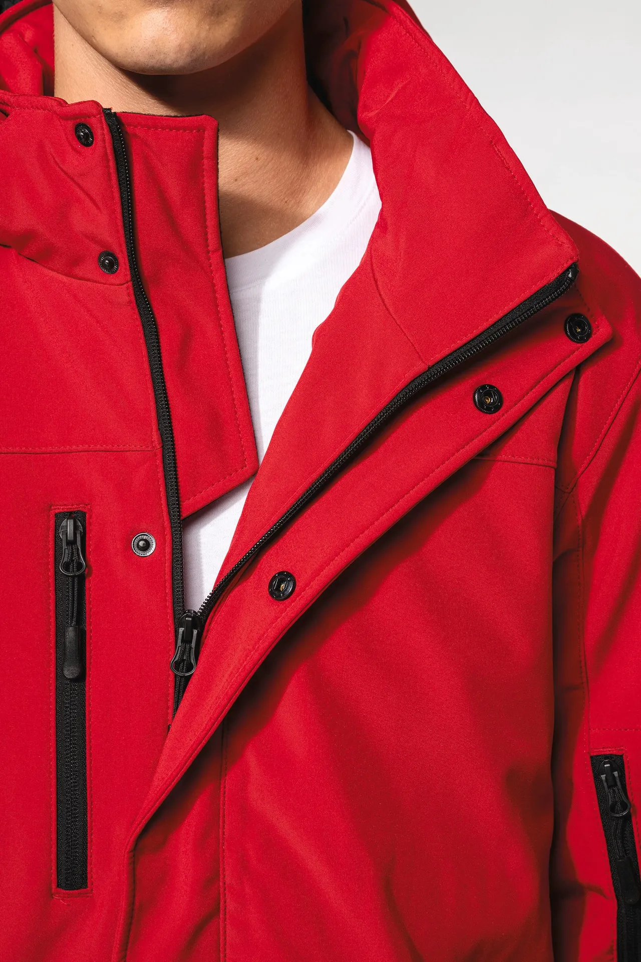 Herrenparka Softshell wattiert mit Kapuze