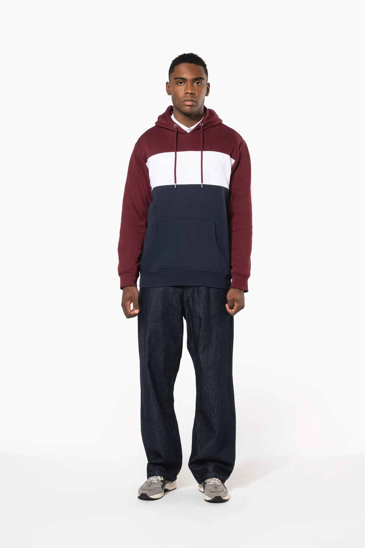 Dreifarbiges Kapuzensweatshirt, Unisex