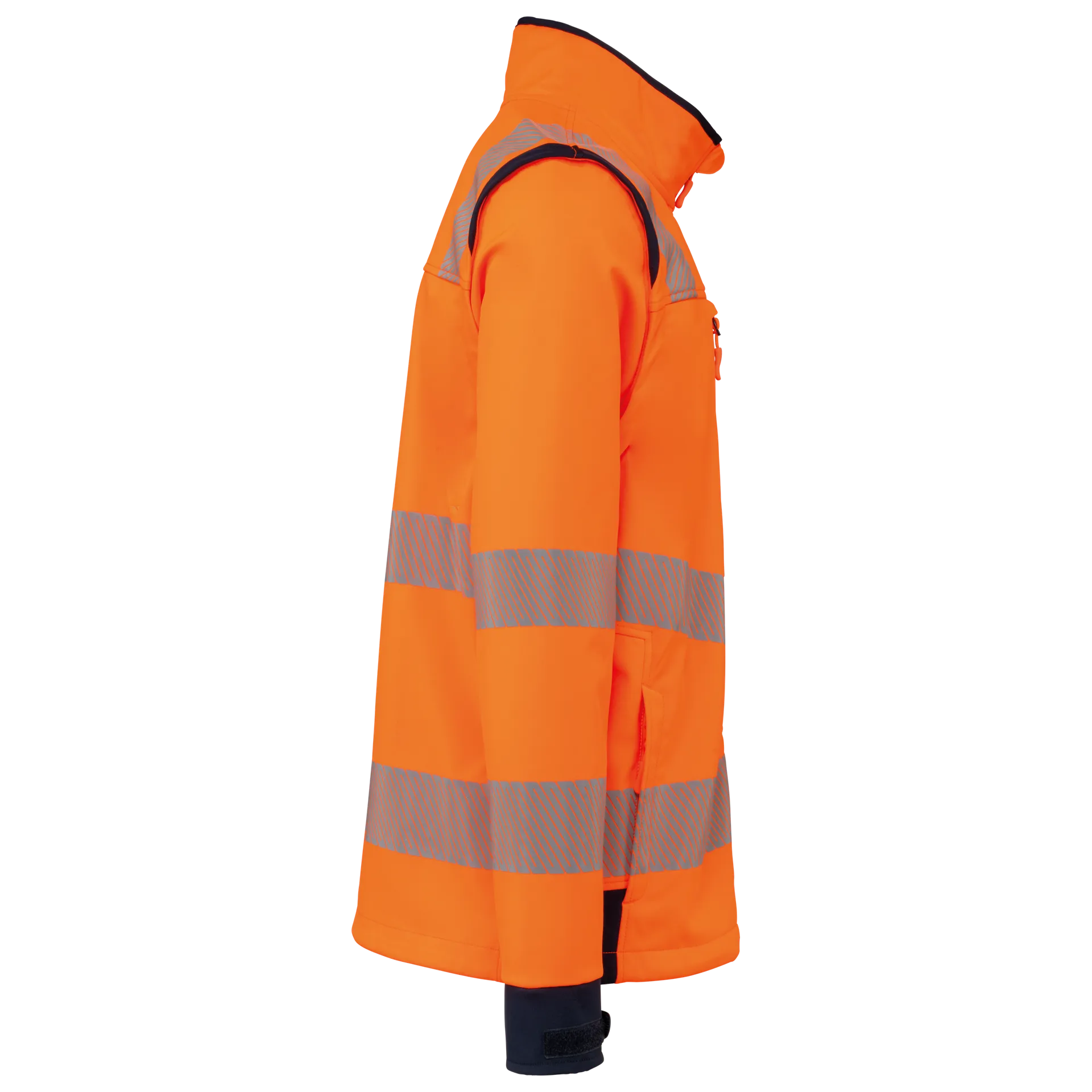 Recycelte Safety Softshell-Jacke mit abnehmbaren Ärmeln