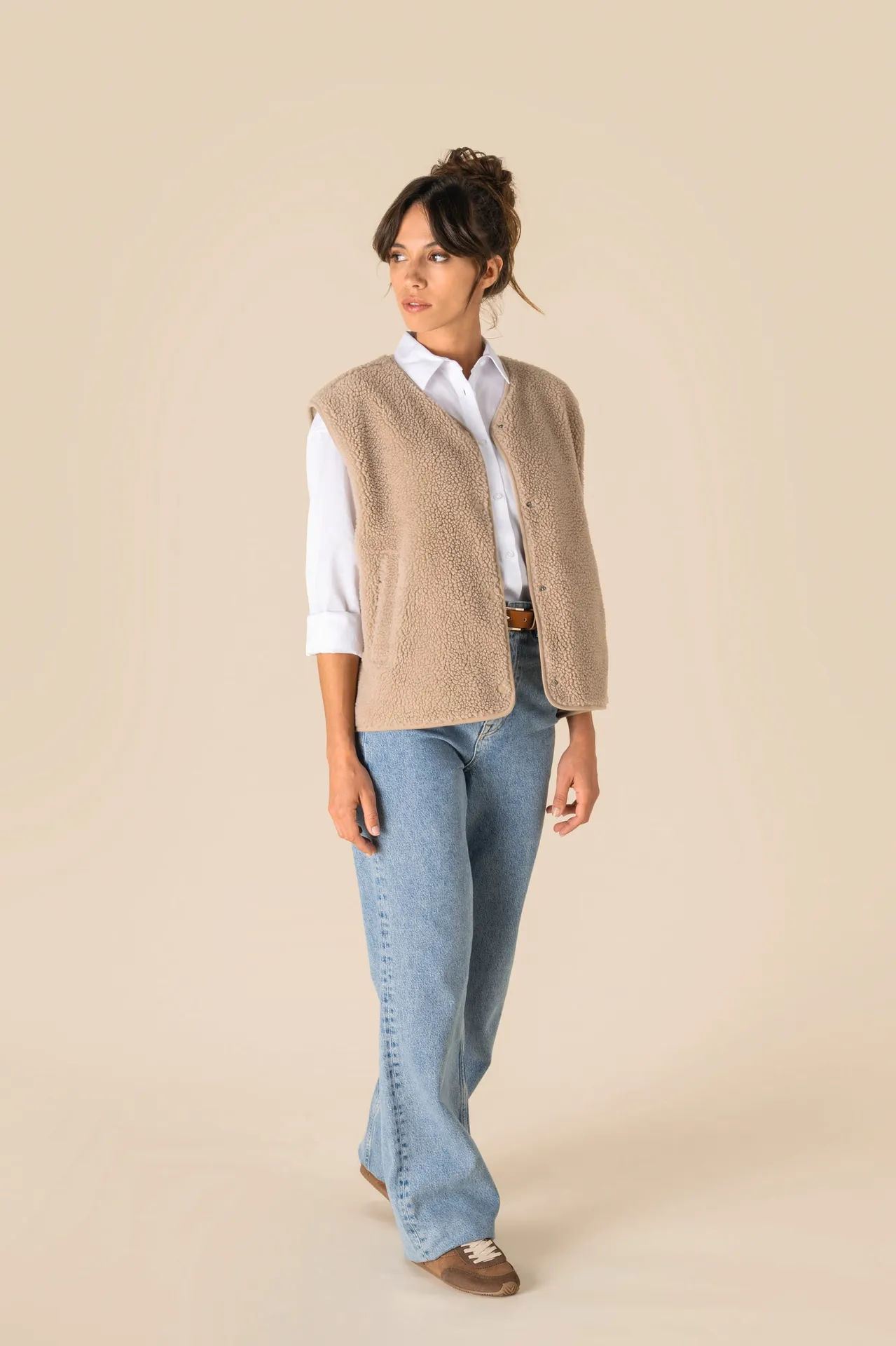 Ärmellose Sherpa-Jacke für Damen