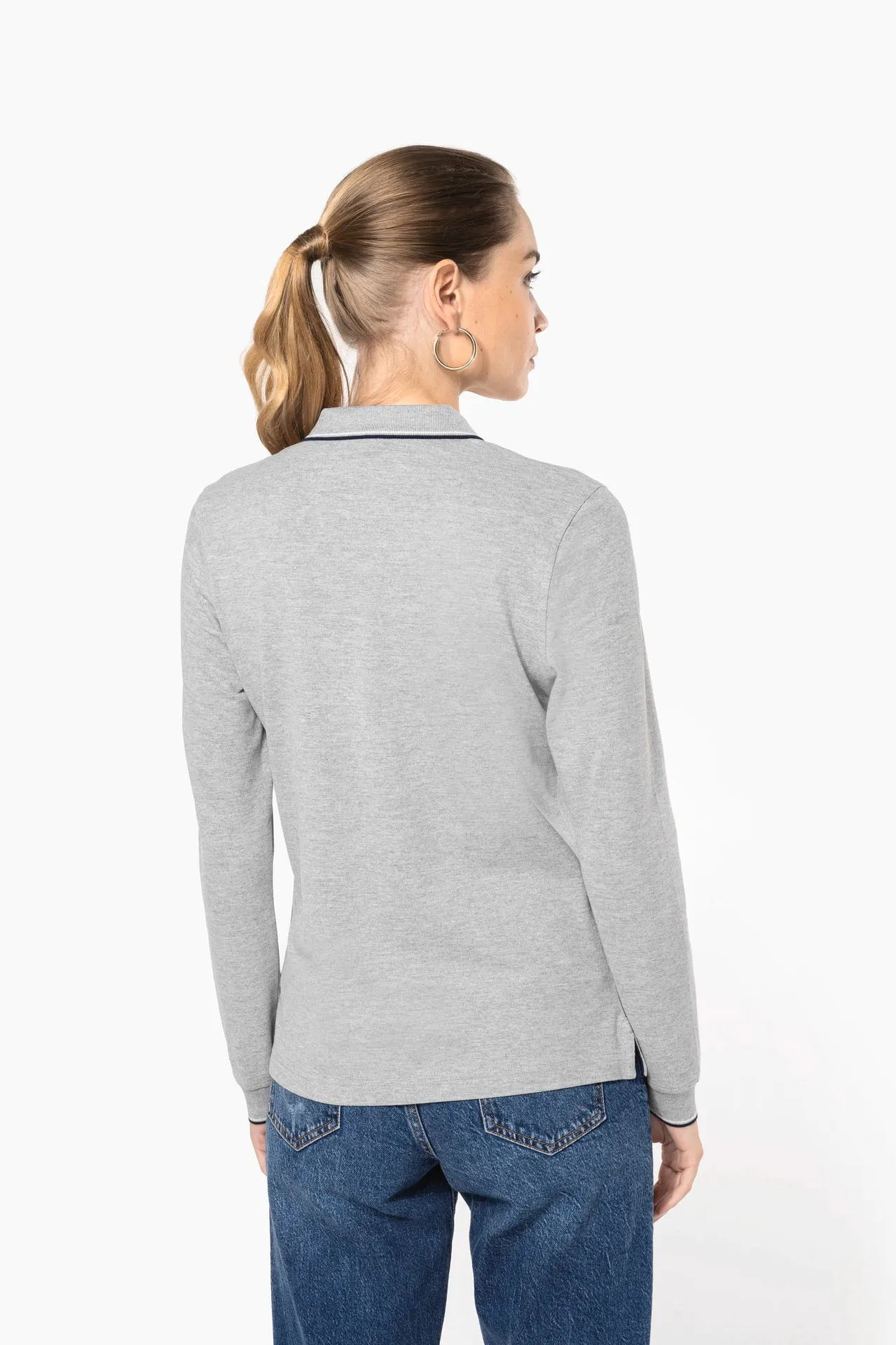 Langarm-Polohemd aus Piqué für Damen