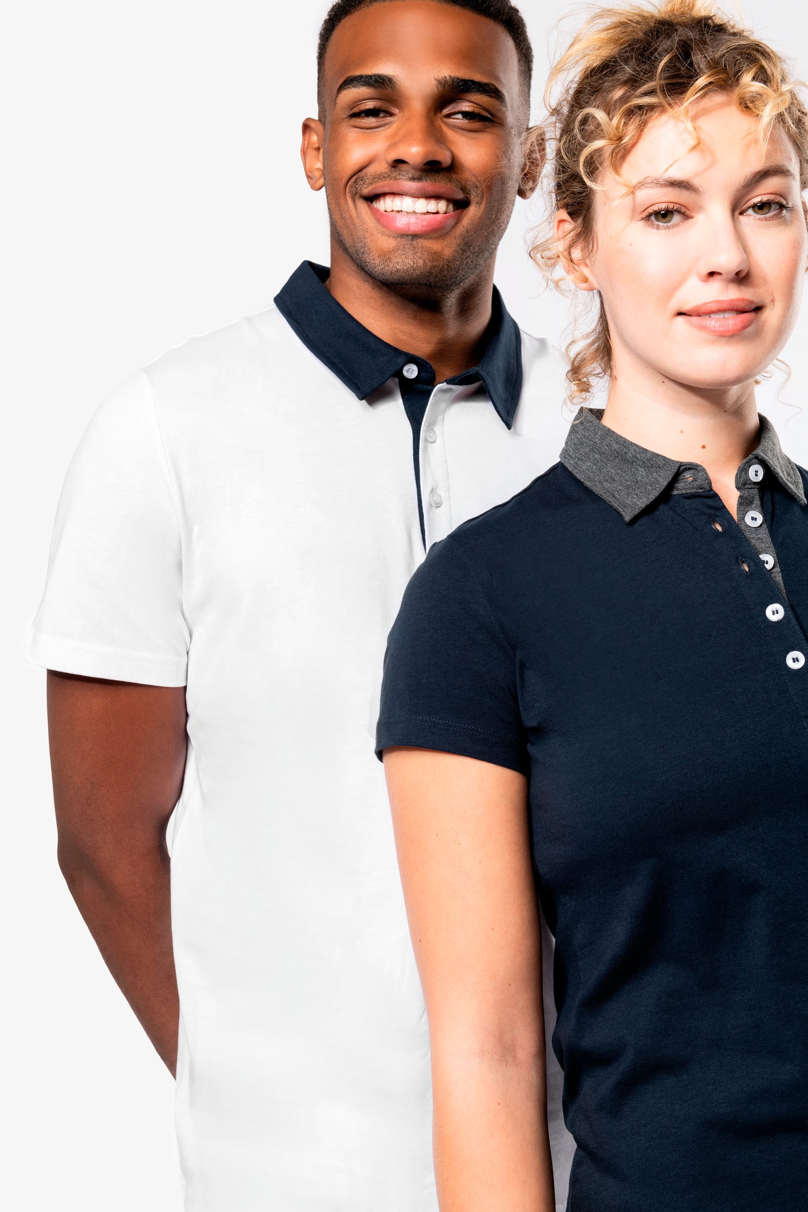 Zweifarbiges Jersey-Polohemd für Damen