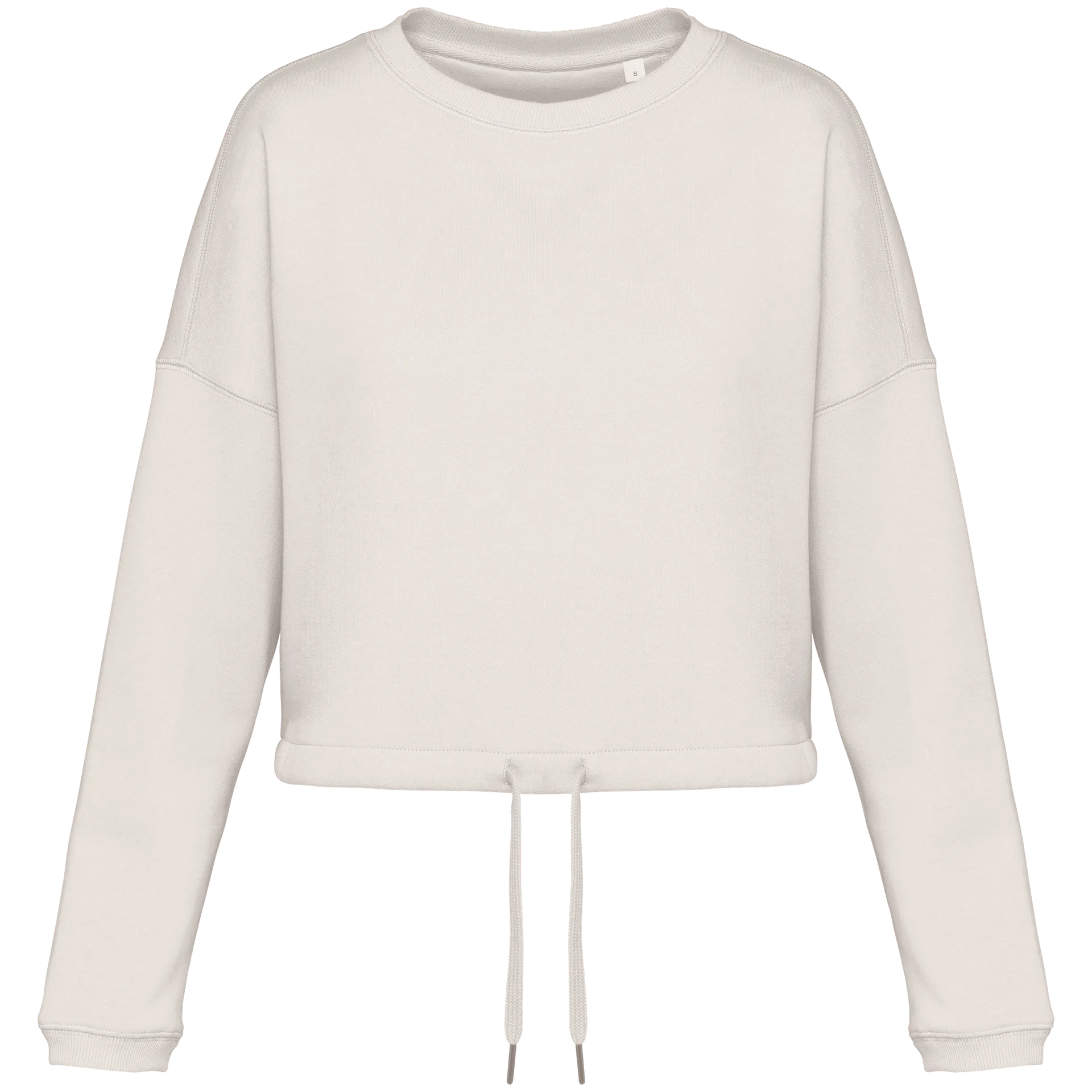Umweltfreundliches cropped Oversize Damen Sweatshirt mit Rundhalsausschnitt