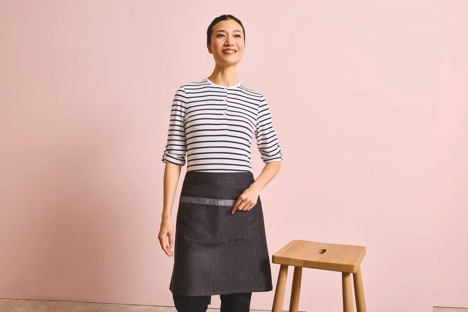 Domain - Contrast denim waist apron