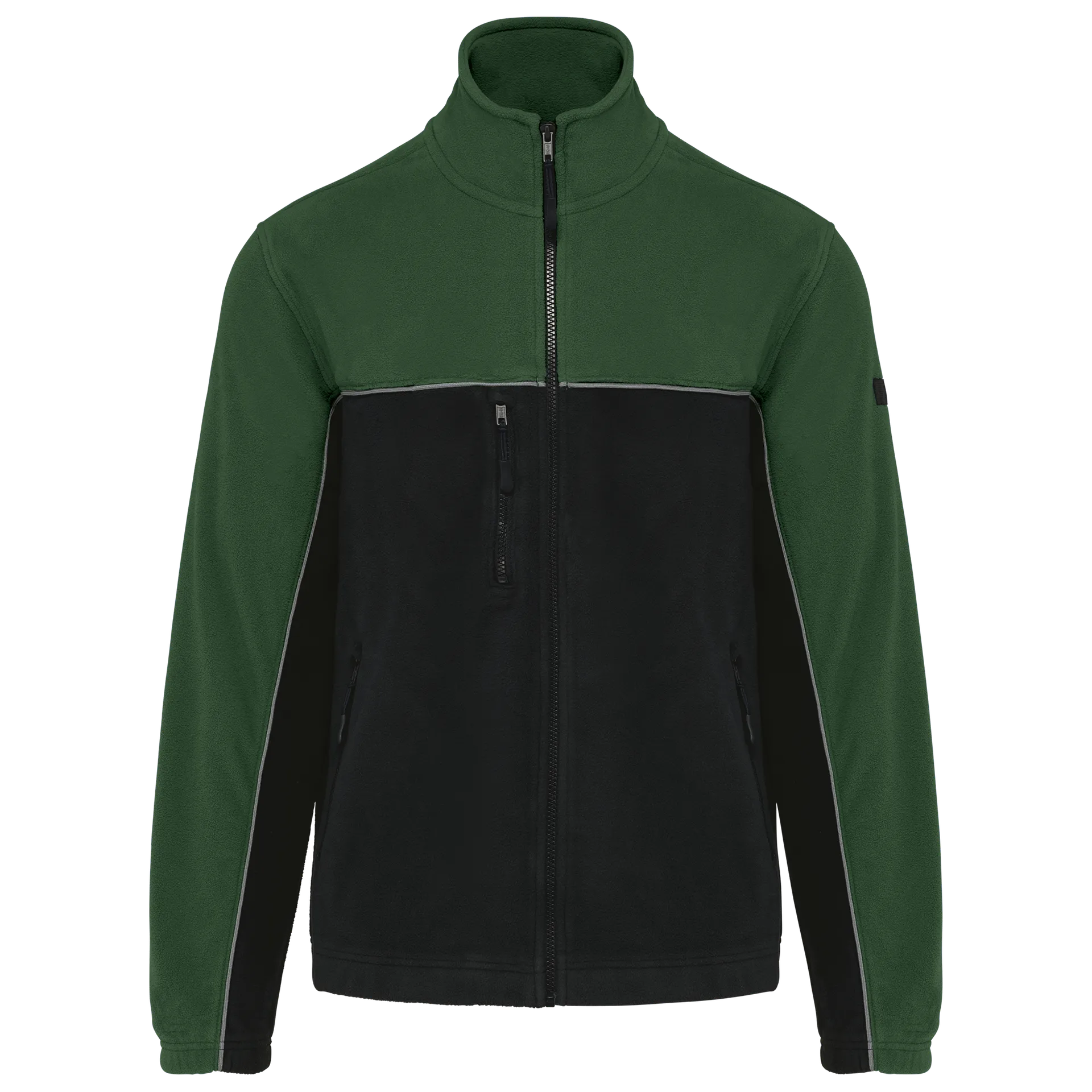 Zweifarbige, umweltfreundliche Unisex-Fleecejacke