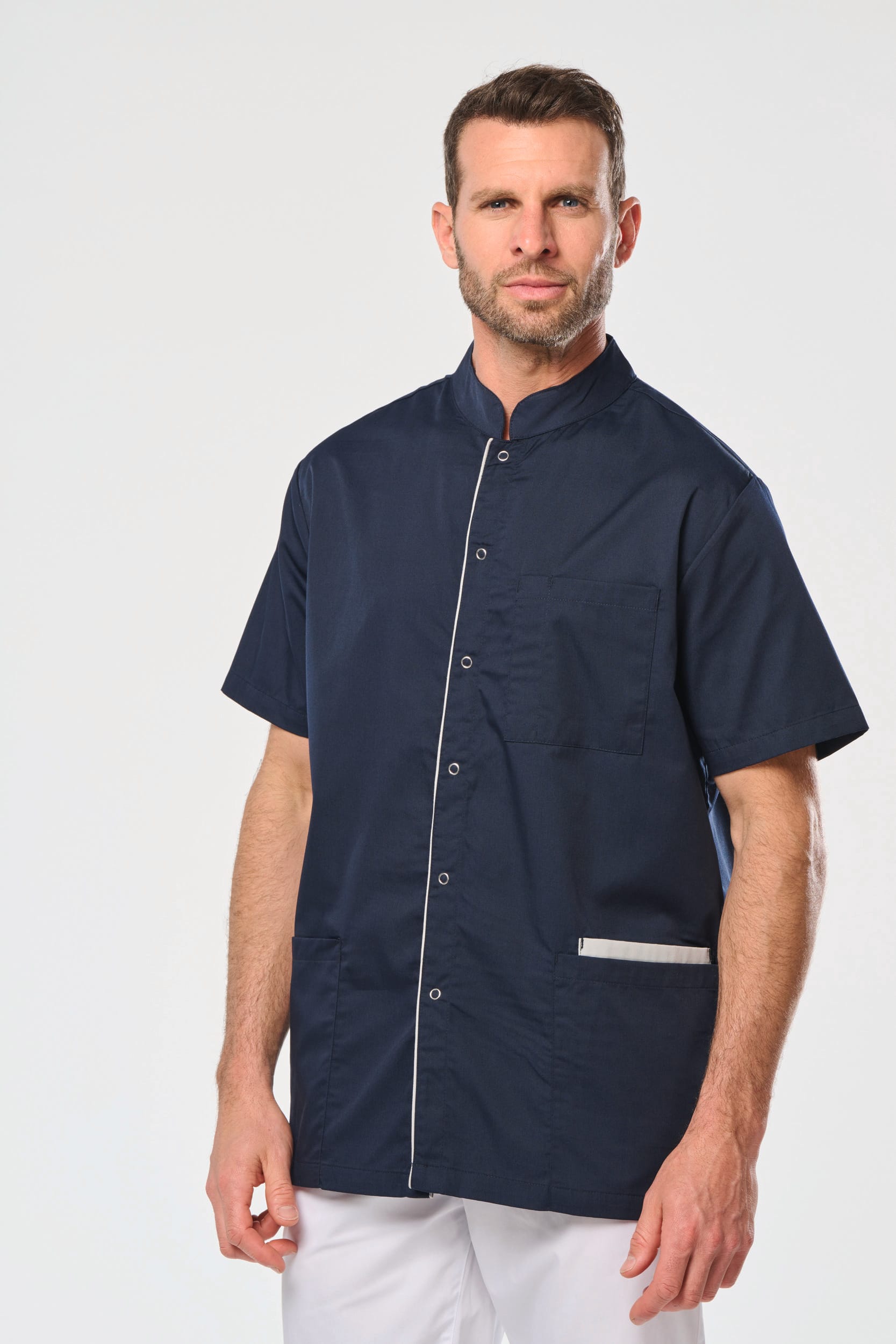 Herrenkittel aus Baumwollpolyester mit Druckknöpfen