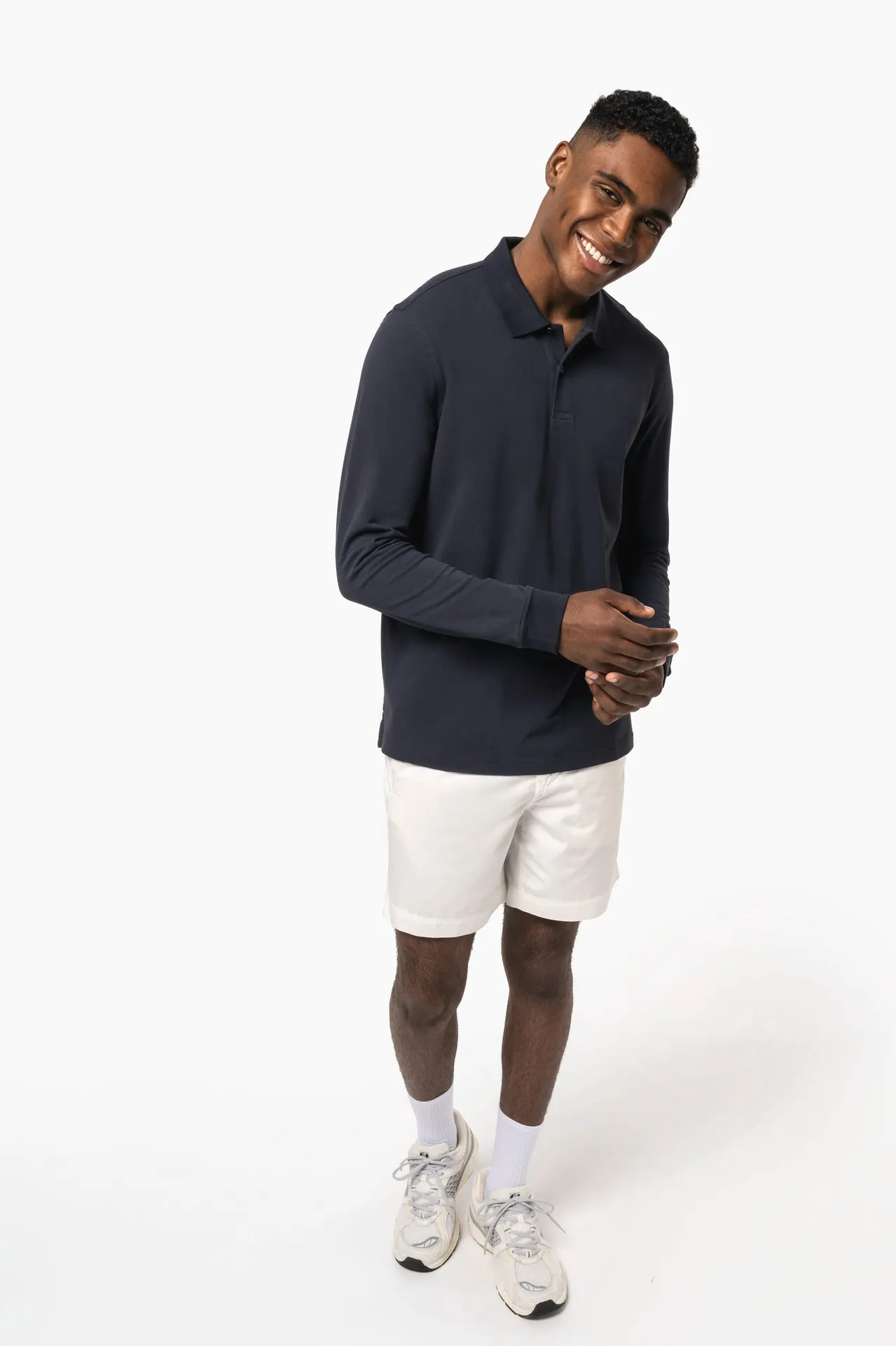 Herren Piqué-Polohemd lange Ärmel Bio-180