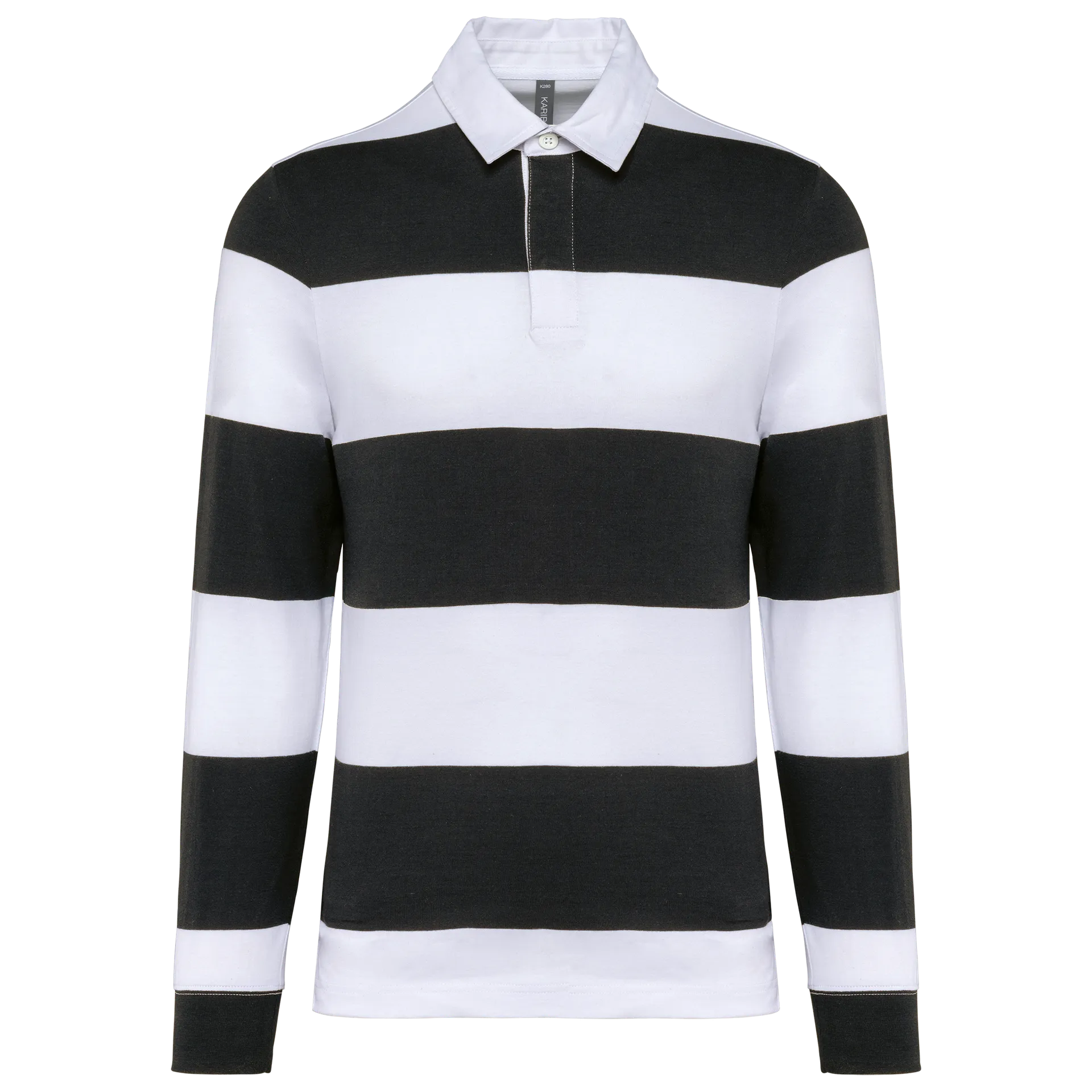 Gestreiftes Polohemd mit langen Ärmeln, Unisex