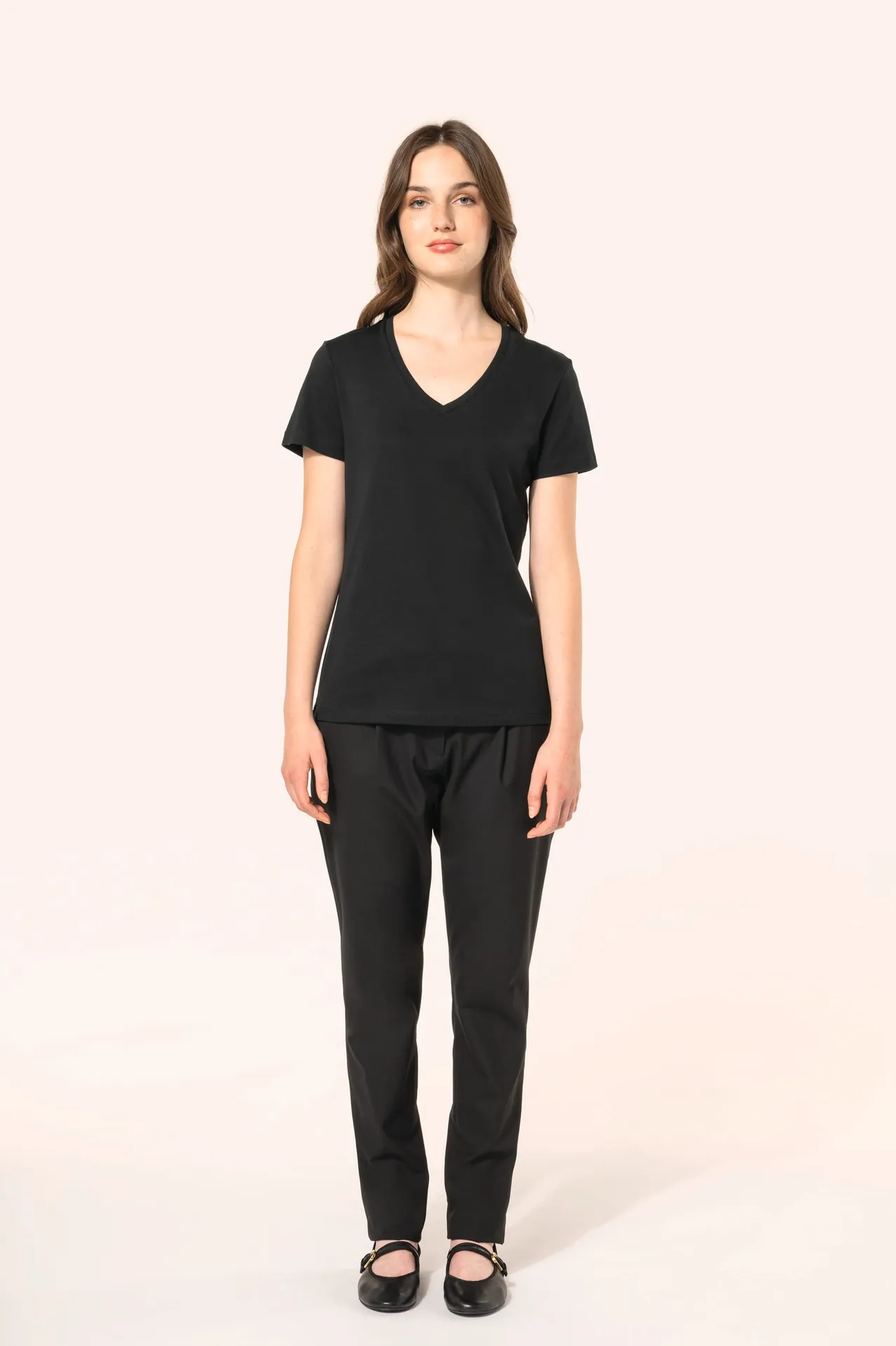 Supima® Damen-T-Shirt mit V-Ausschnitt und kurzen Ärmeln