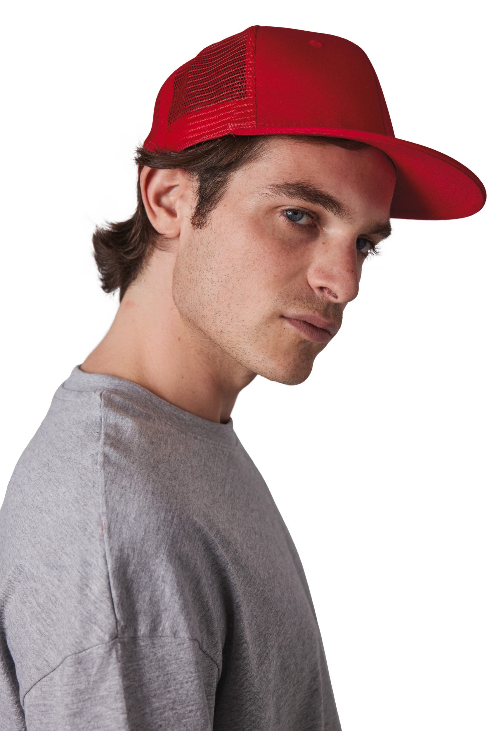 Trucker-Cap - 6-Panels-Kappe, Flachschirm
