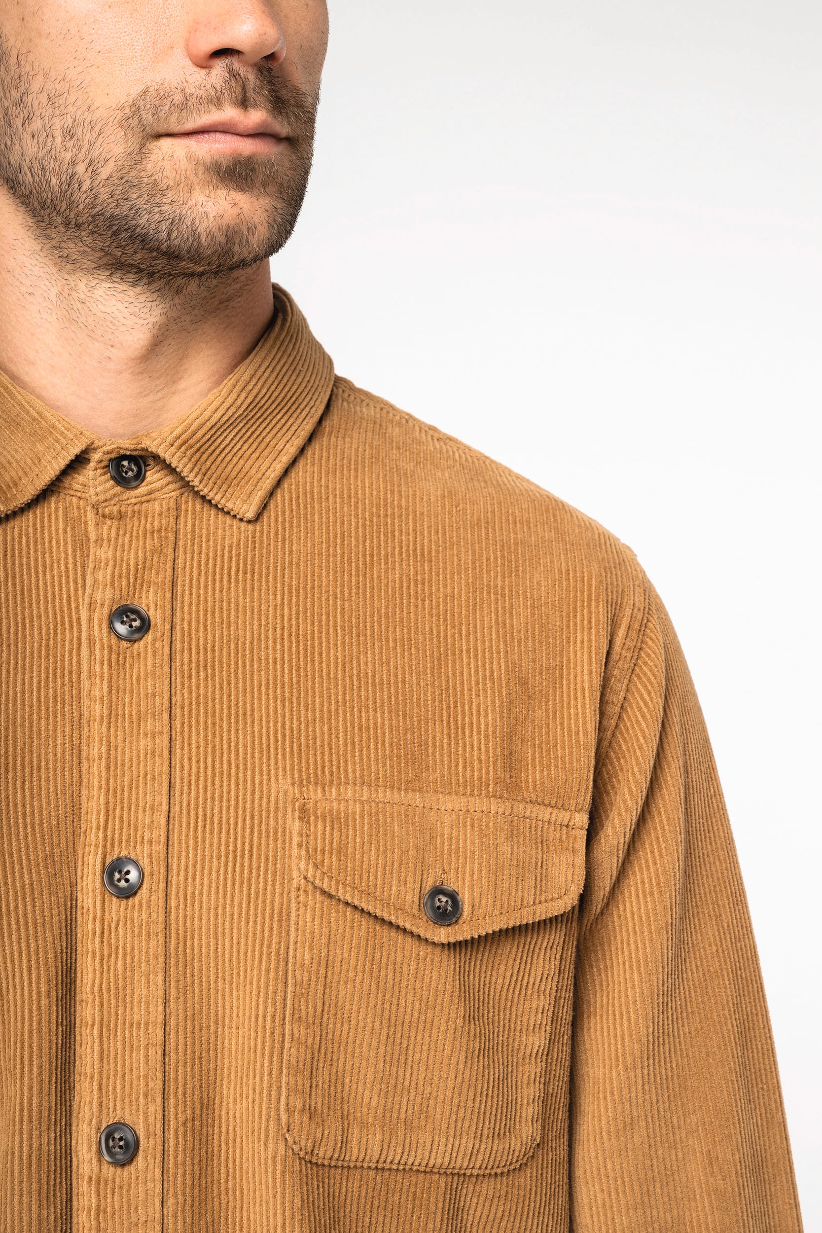 Umweltfreundliche ausgewaschene Herren-Hemdjacke aus Kord