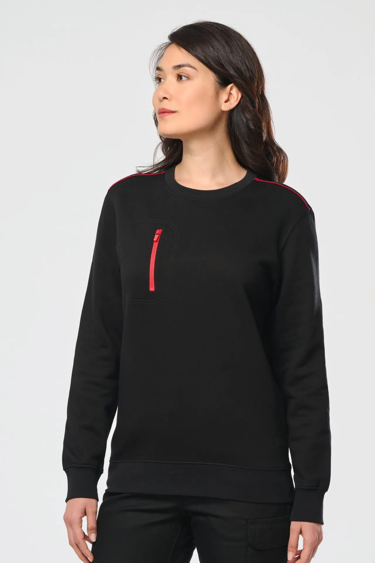 Day To Day Unisex-Sweatshirt mit kontrastfarbener zip Tasche
