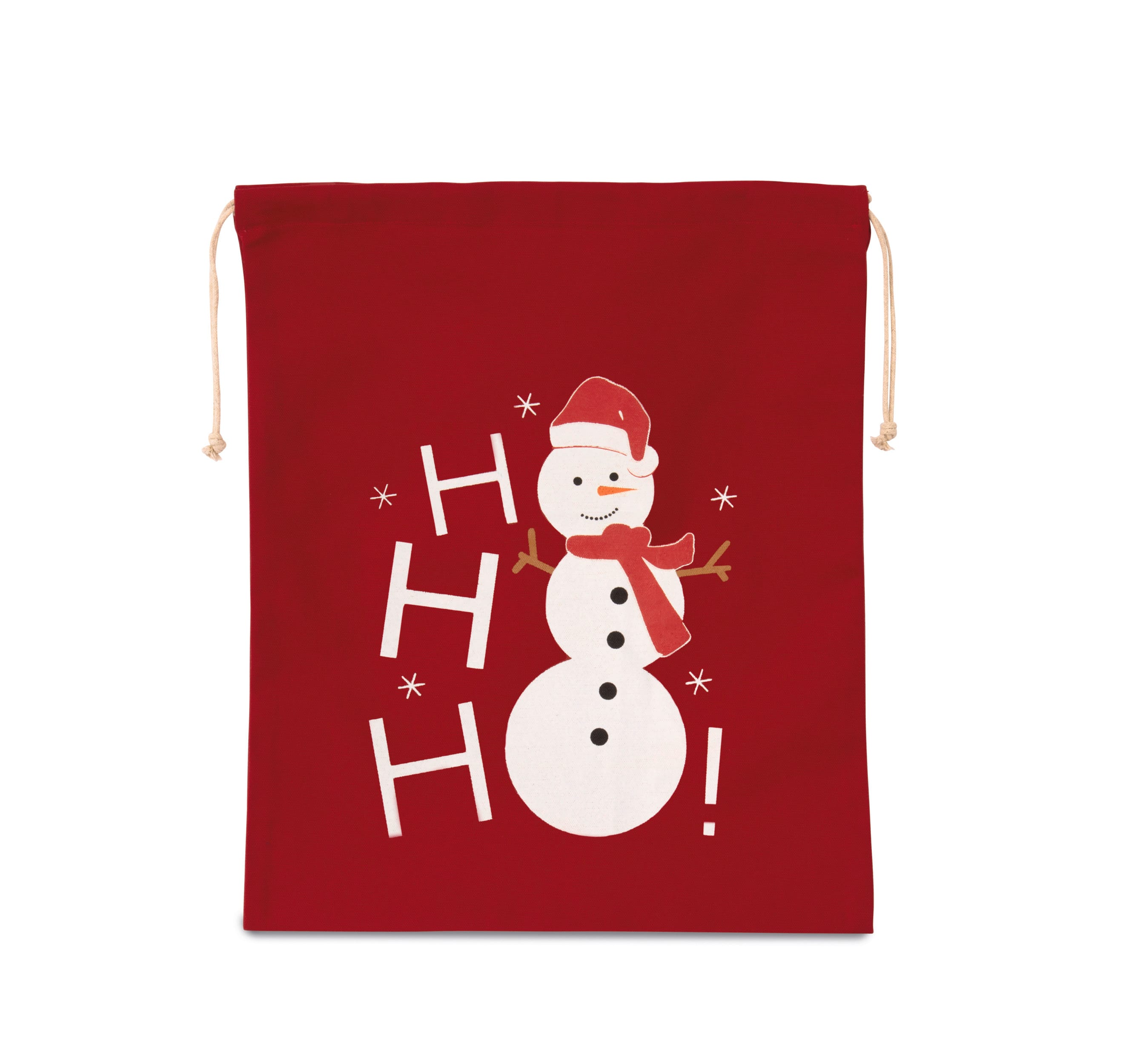 Baumwolltasche mit Kordelzug und Schneemannmotiv