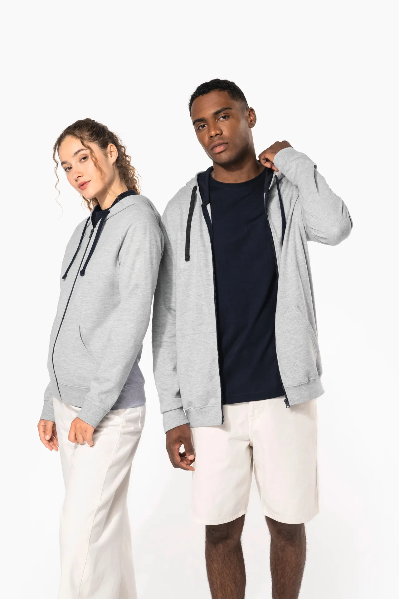 DAMEN-KAPUZENSWEATSHIRT BICOLOR mit Reißverschluss