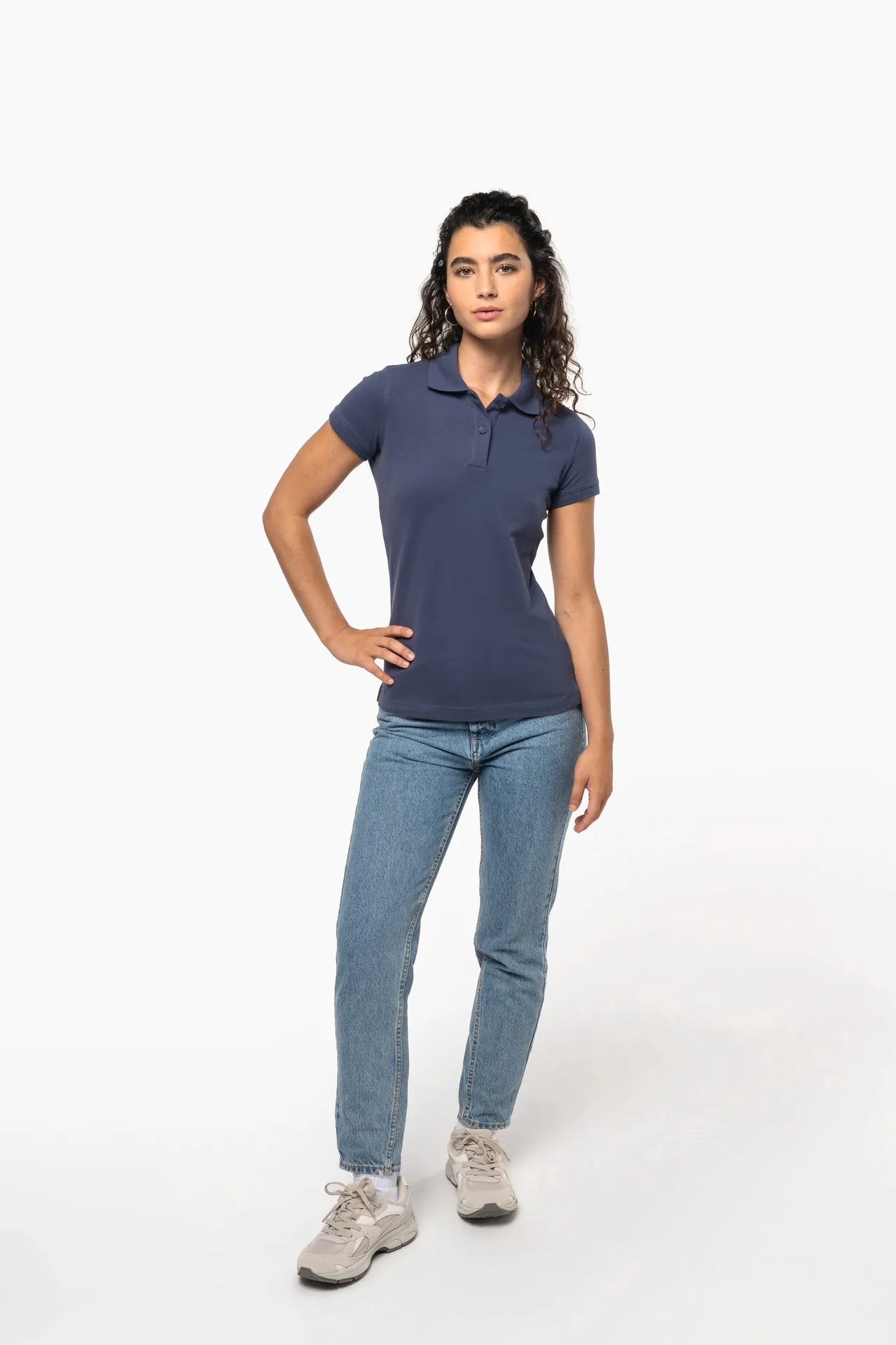 Kurzarm-Polohemd für Damen. Aus Baumwollpiqué