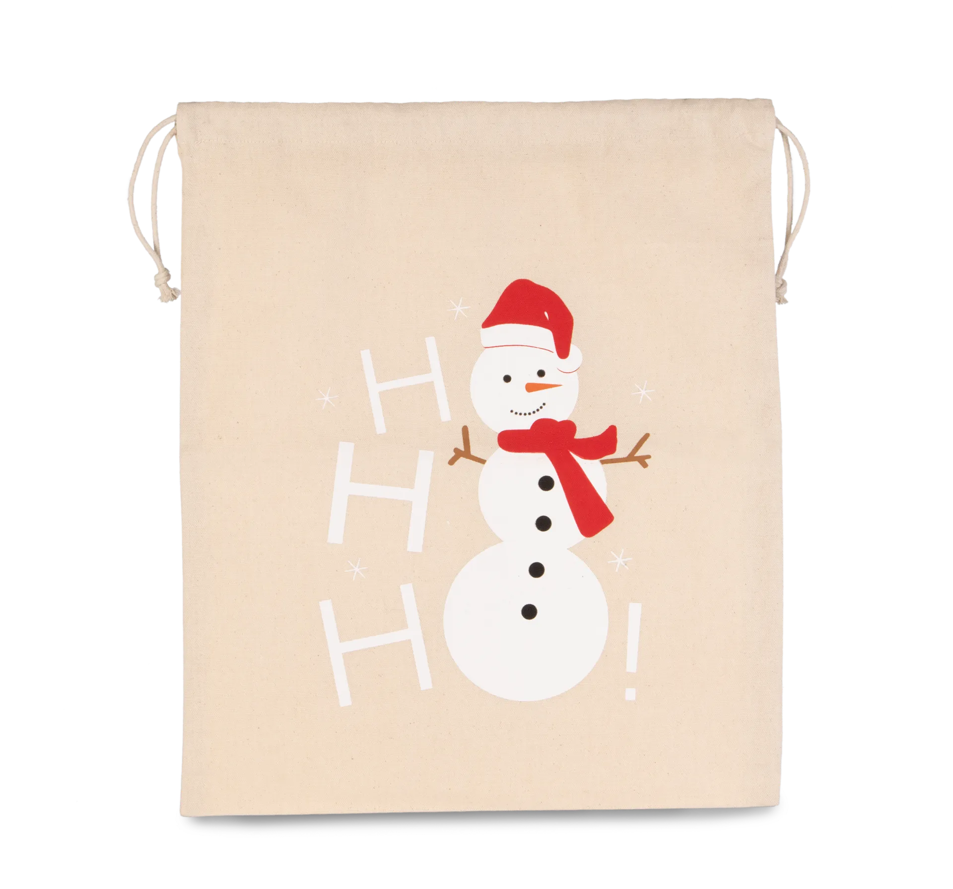 Baumwolltasche mit Kordelzug und Schneemannmotiv