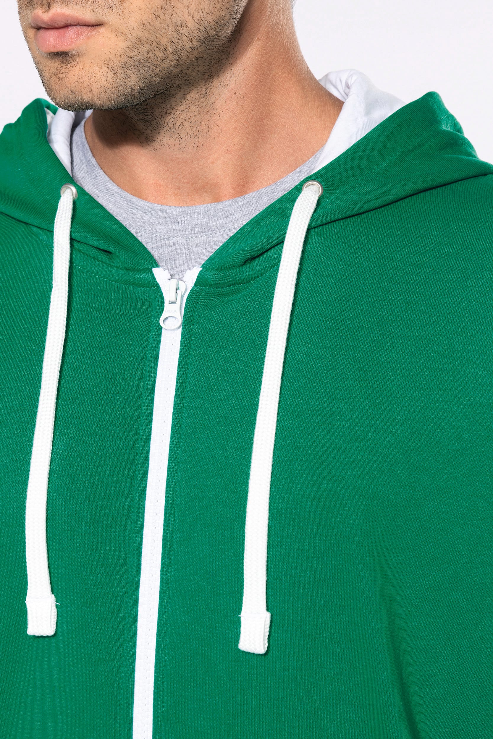 HERREN-KAPUZENSWEATSHIRT BICOLOR mit Reißverschluss