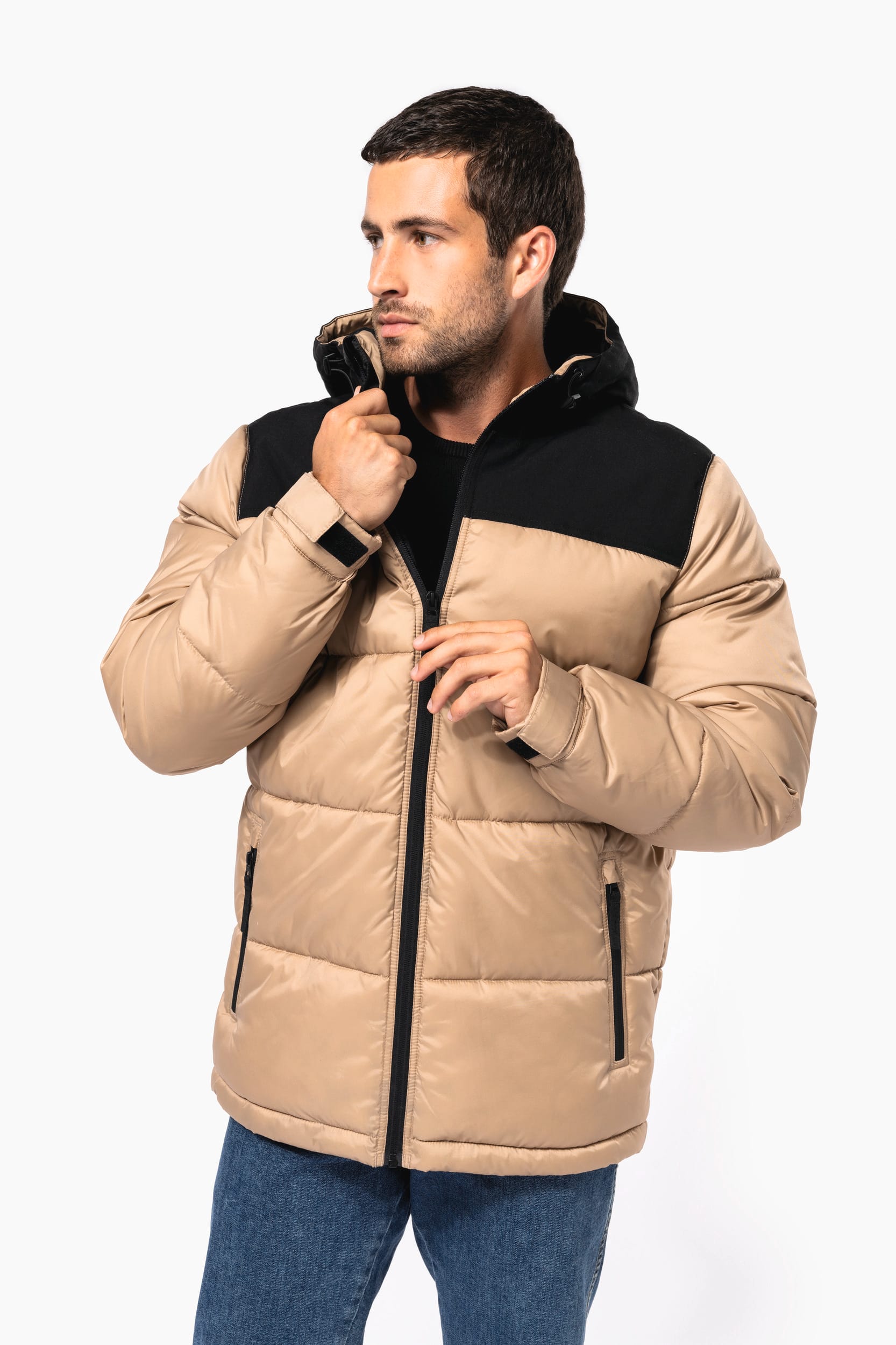 Unisex Steppparka mit Kapuze in zwei Farbtönen