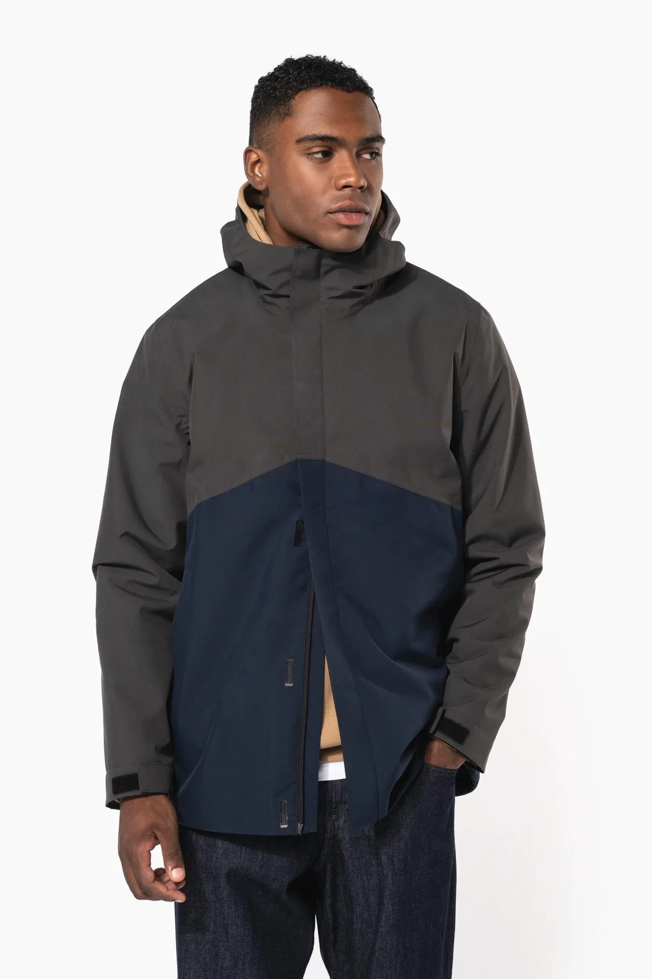 Wasserdichter 3-in-1-Unisex-Parka mit zweifarbiger Kapuze