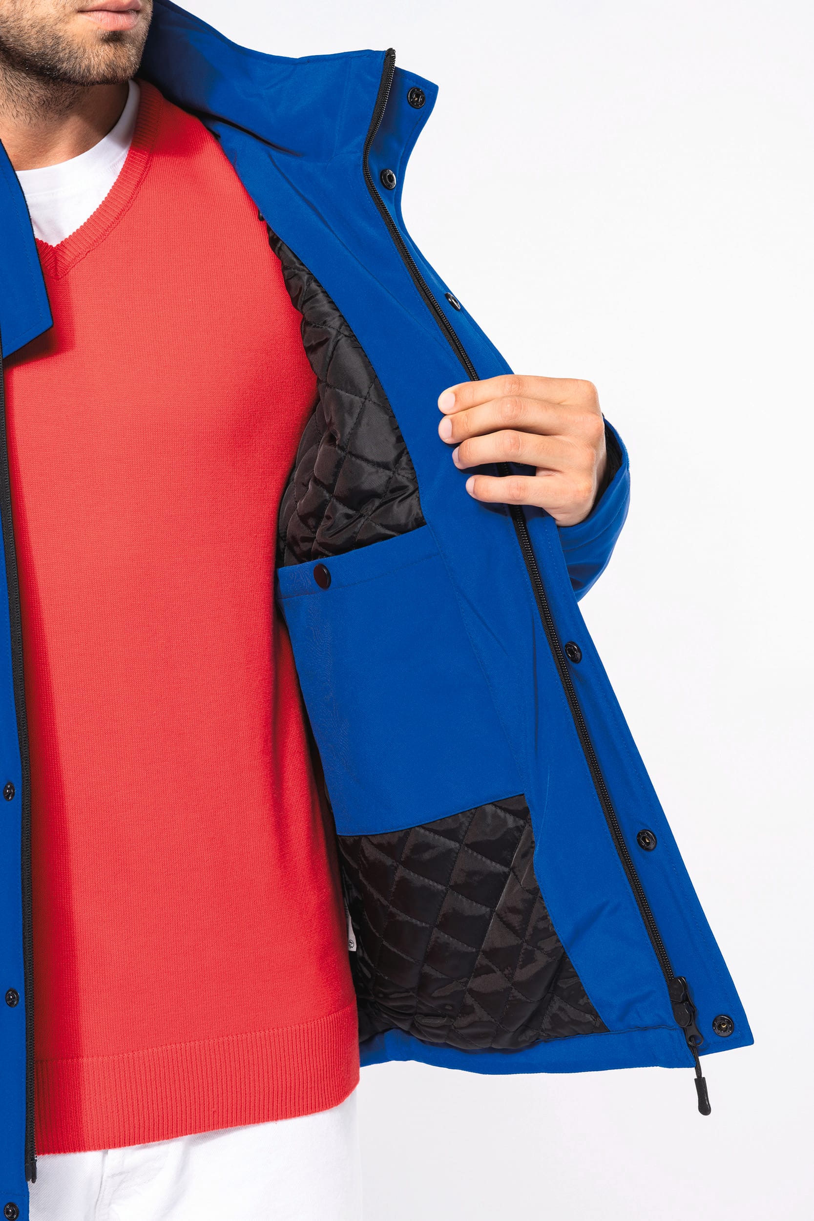 Herrenparka Softshell wattiert mit Kapuze