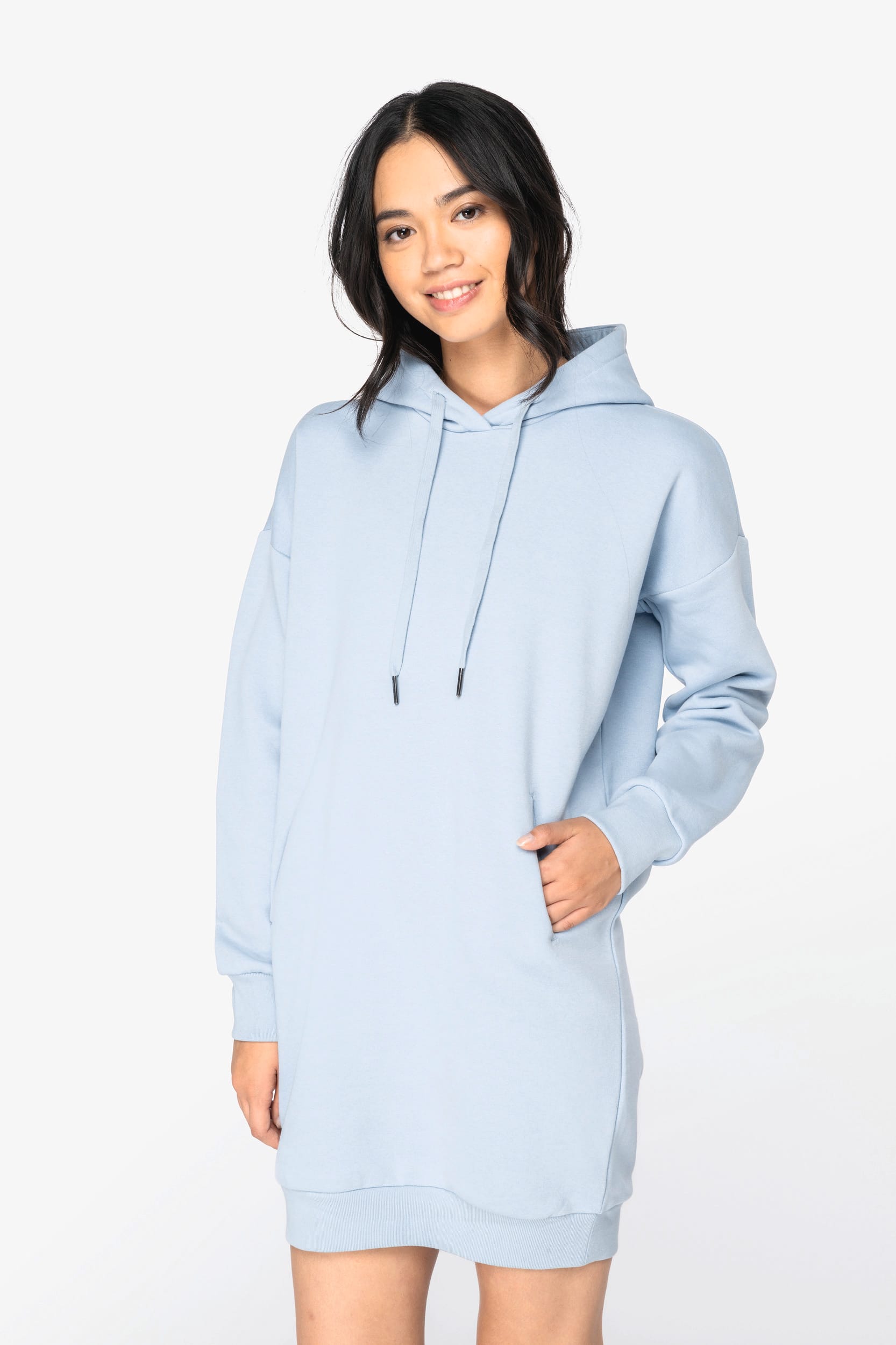 Umweltfreundliches Kapuzensweatshirtkleid für Damen