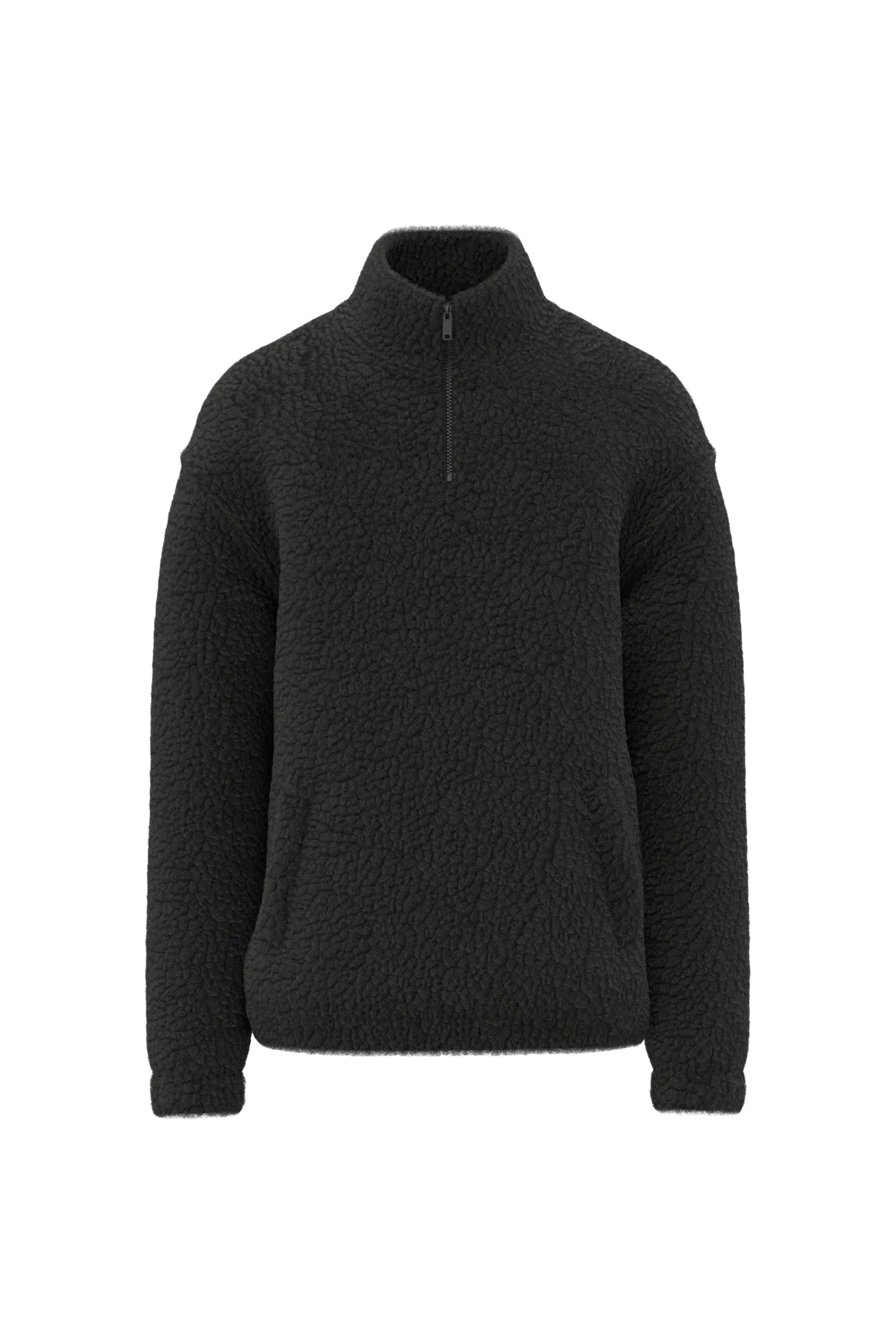 Unisex-Sweatshirt mit 1/4-Reißverschluss und überschnittenen Schultern aus Sherpa-Material