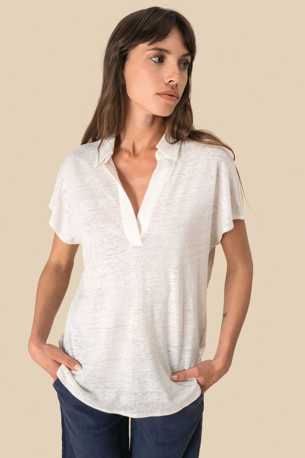 Damen-Polohemd aus Leinen