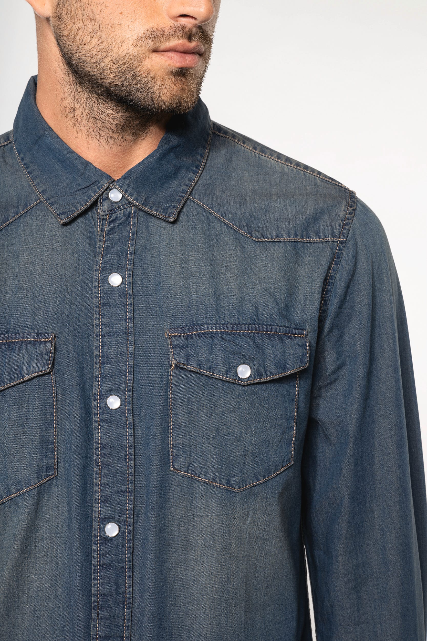 Herren denim-hemd langarm