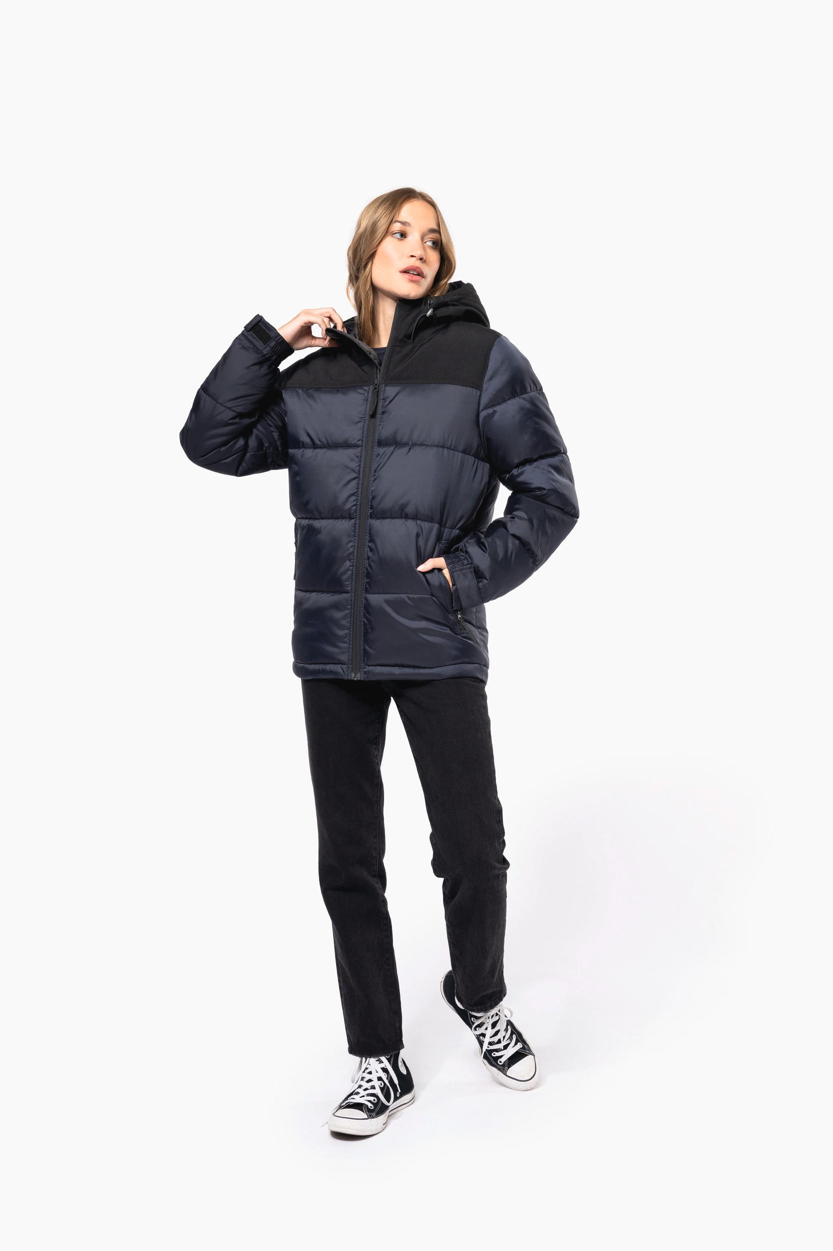 Unisex Steppparka mit Kapuze in zwei Farbtönen