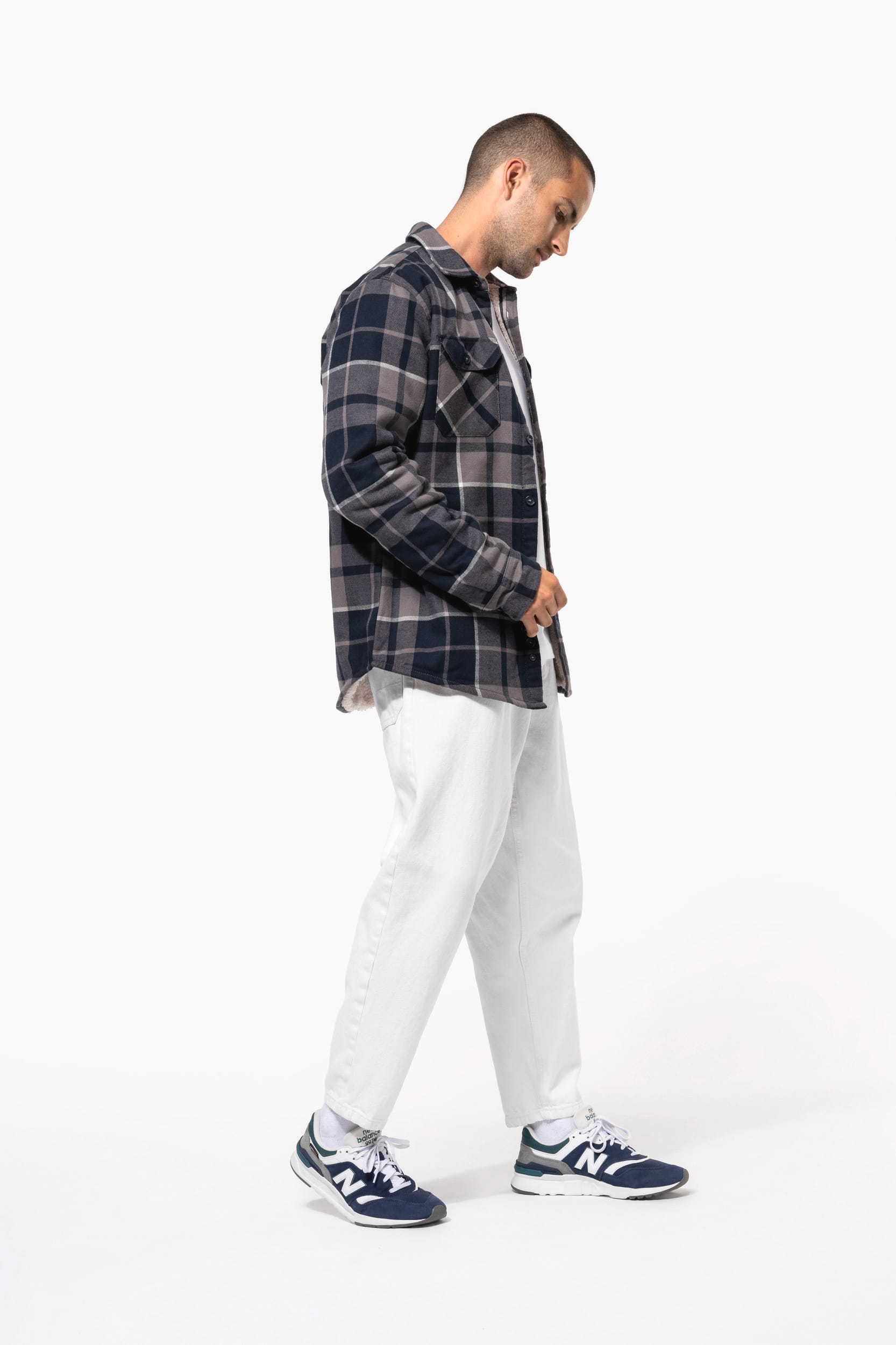 Karo-Hemdjacke mit Sherpa-Futter