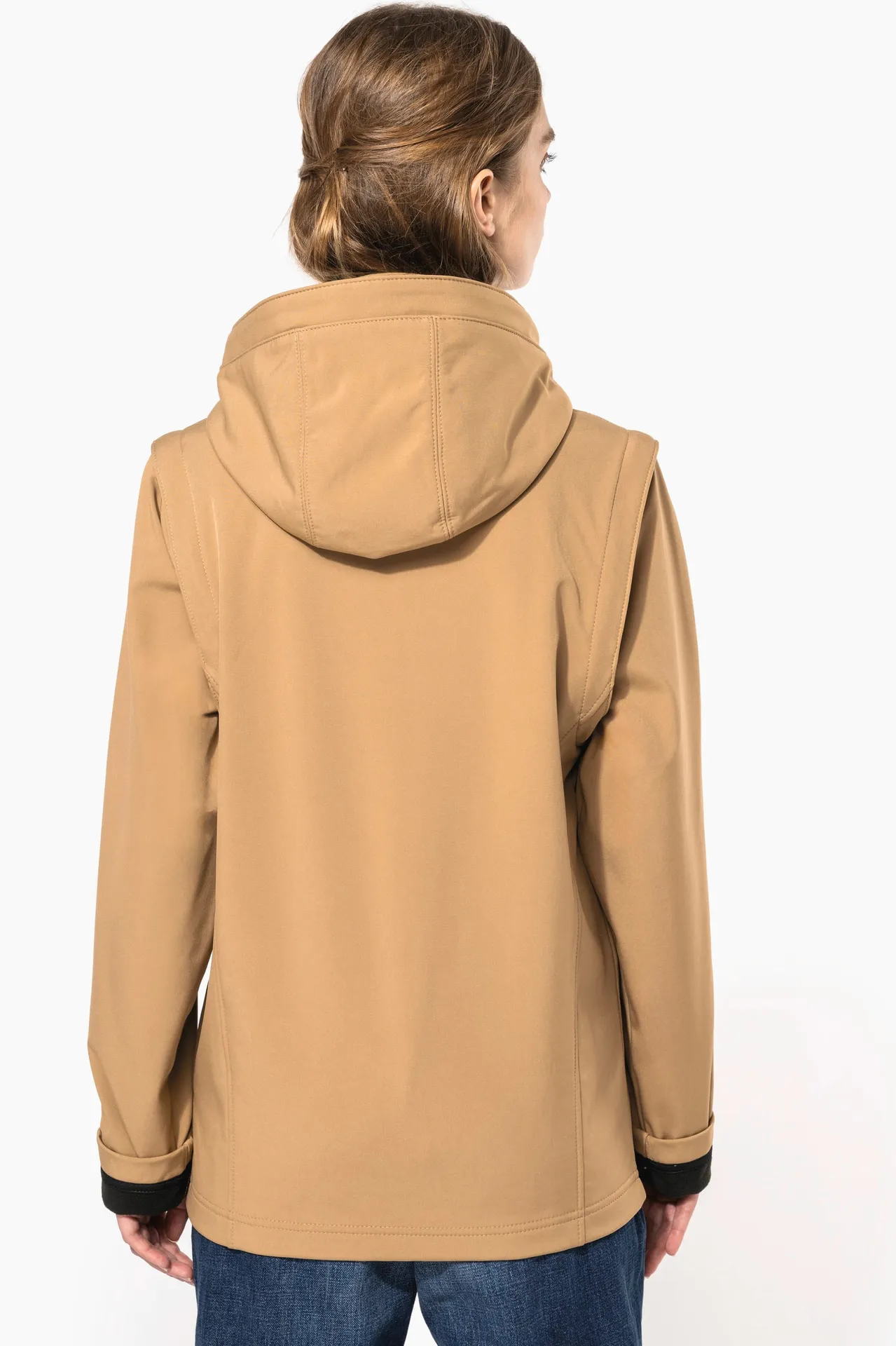 3-lagige Unisex-Softshell-Jacke mit Kapuze und abnehmbaren Ärmeln