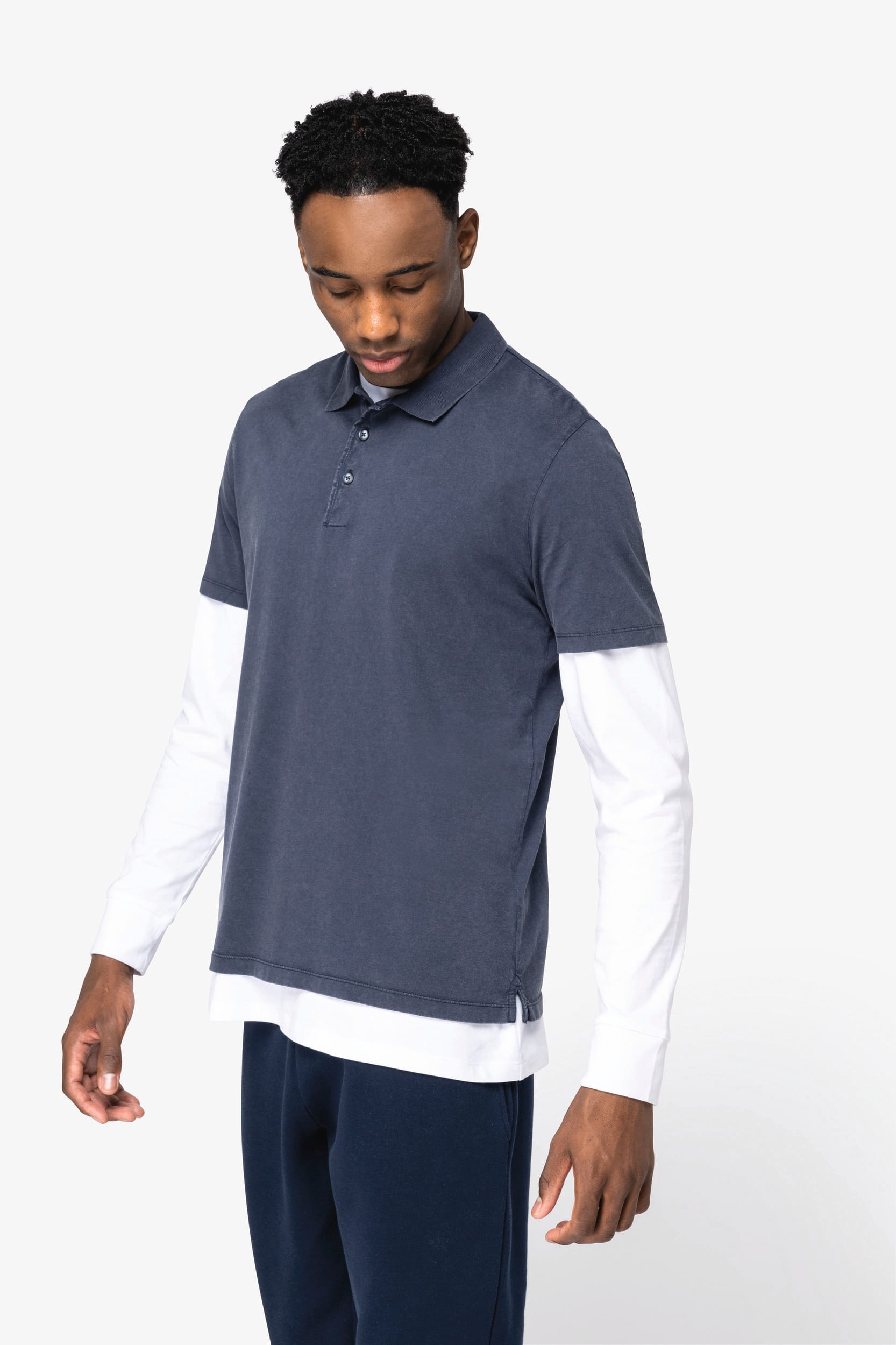 Umweltfreundliches ausgewaschenes Herren-Polohemd aus Jersey