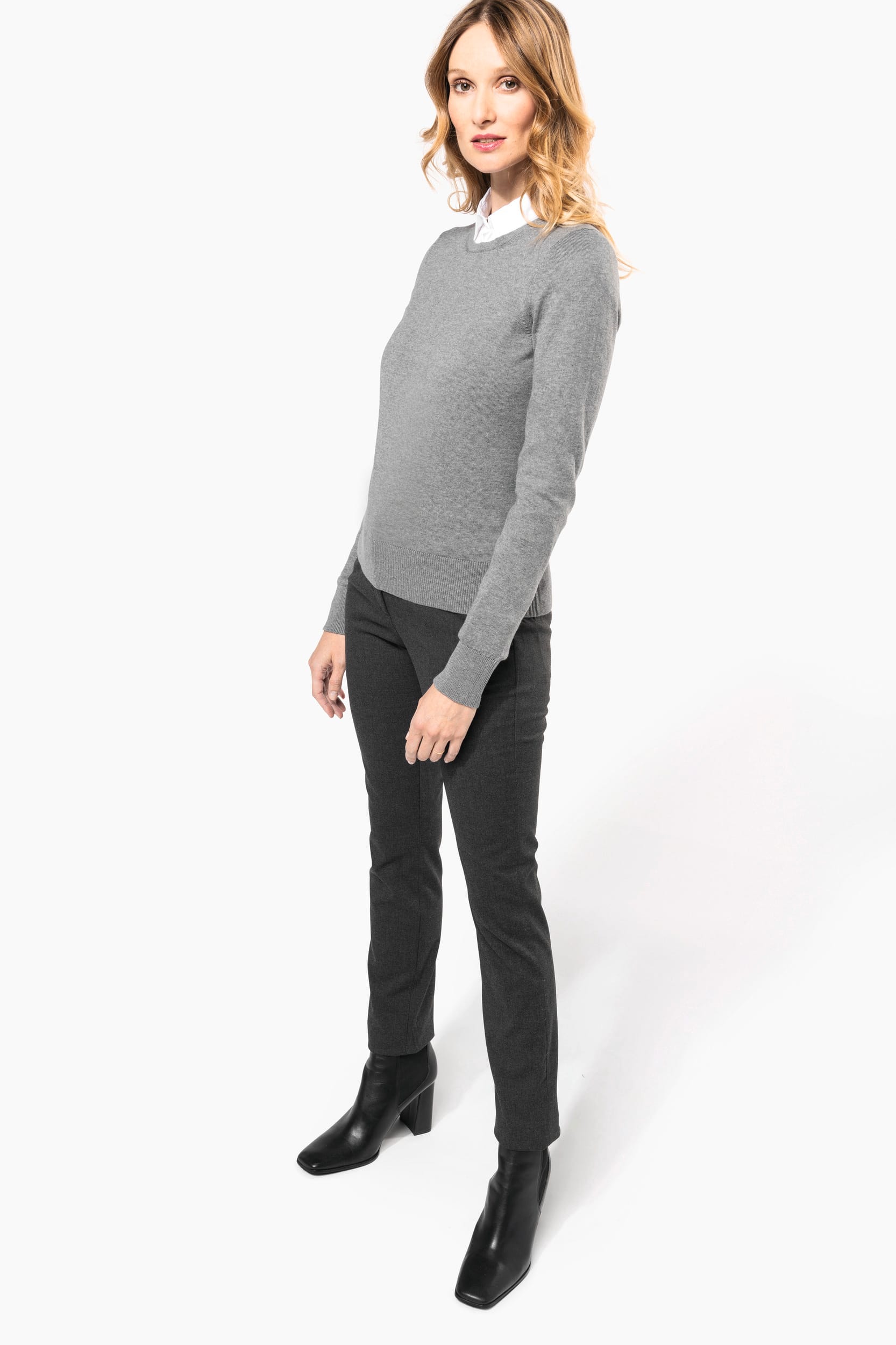 Supima®-Damenpullover mit Rundhalsausschnitt