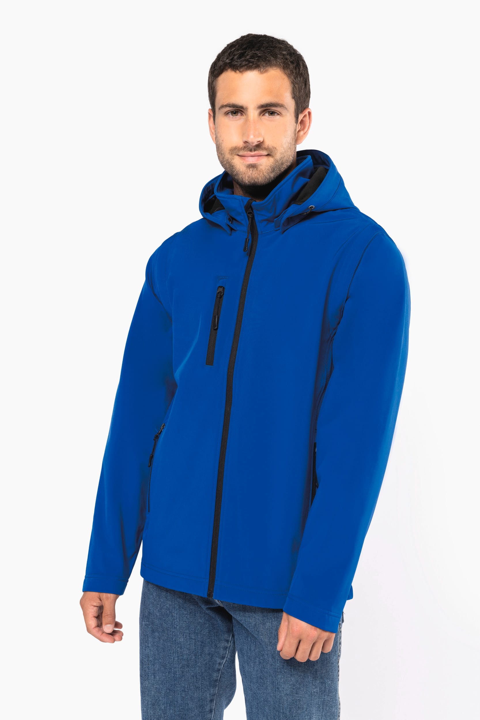 3-lagige Unisex-Softshell-Jacke mit Kapuze und abnehmbaren Ärmeln