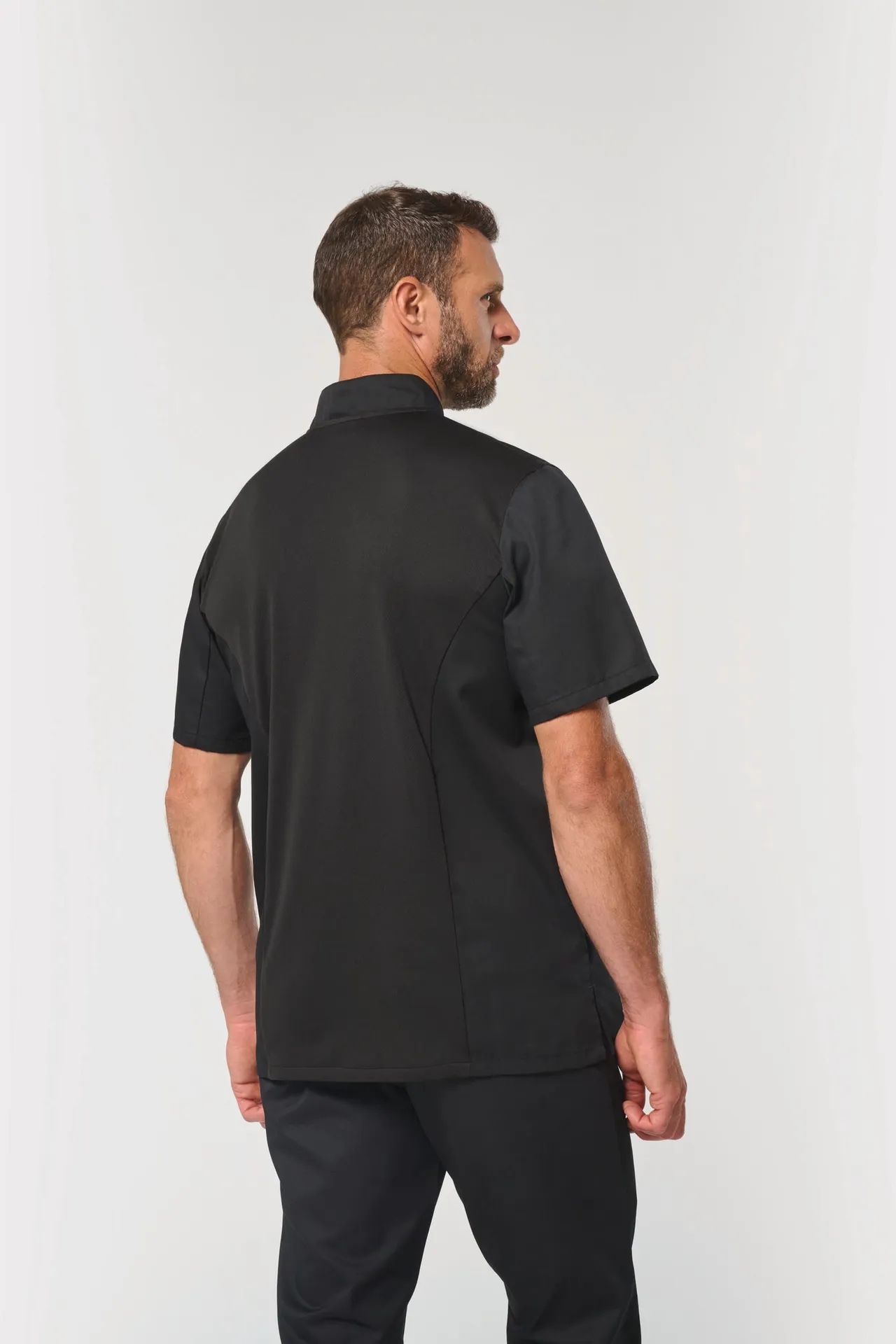 Umweltfreundliche, atmungsaktive Unisex-Kochjacke mit kurzen Ärmeln