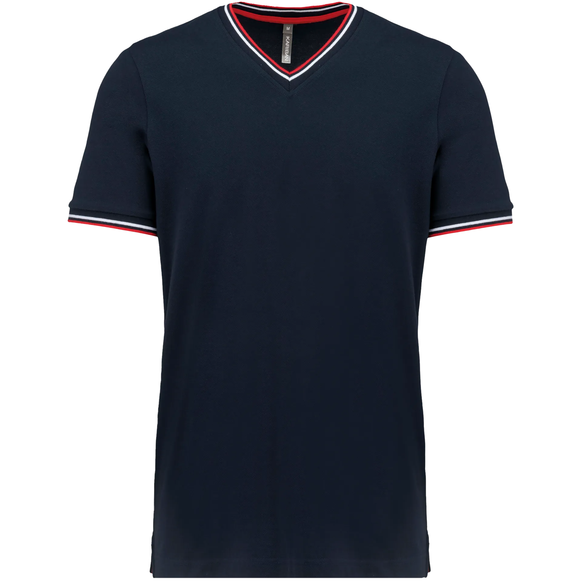 Herren T-Shirt aus Piqué-Trikot mit V-Ausschnitt