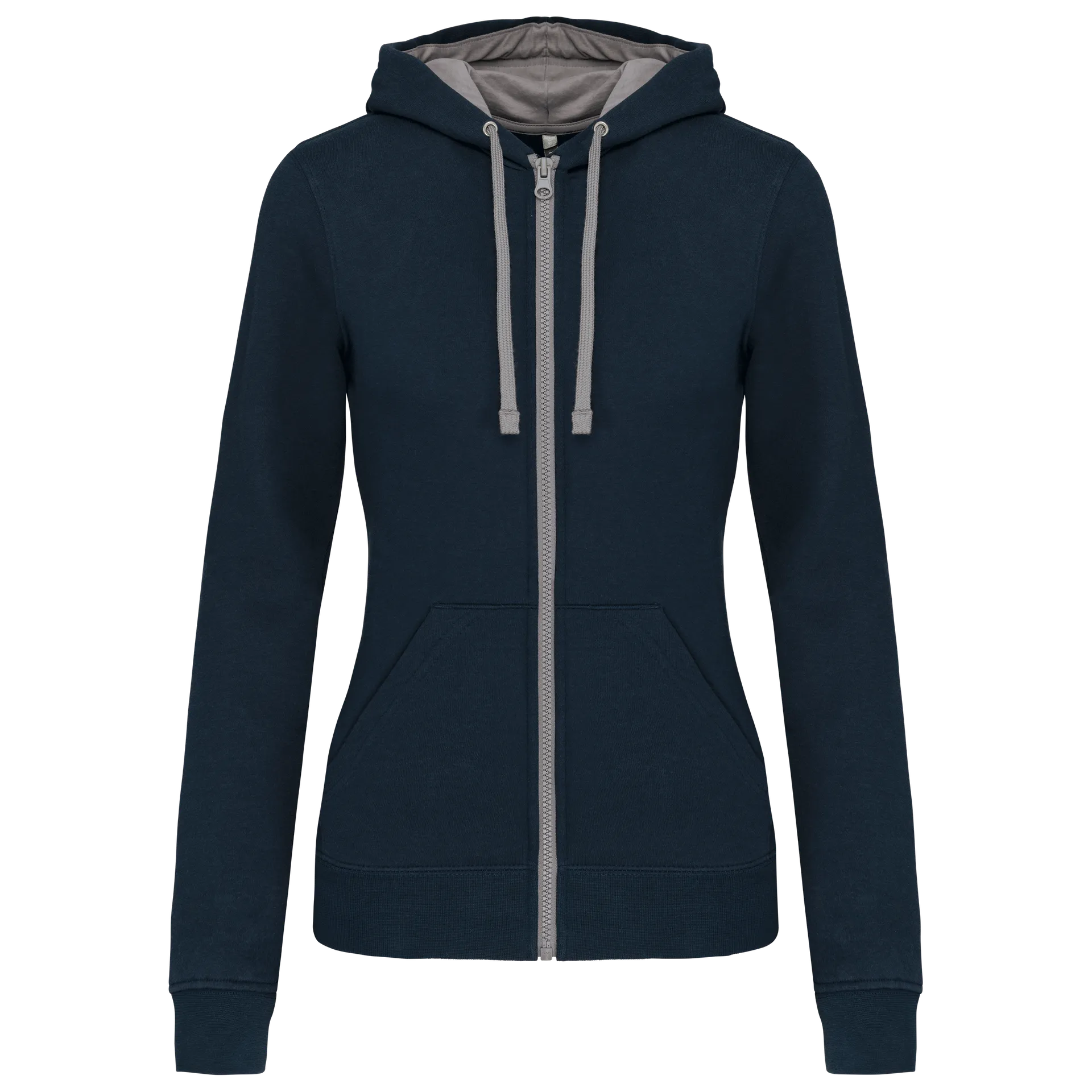 DAMEN-KAPUZENSWEATSHIRT BICOLOR mit Reißverschluss