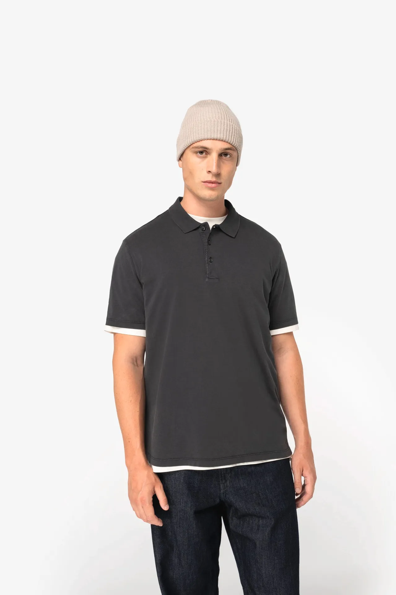 Umweltfreundliches ausgewaschenes Herren-Polohemd aus Jersey