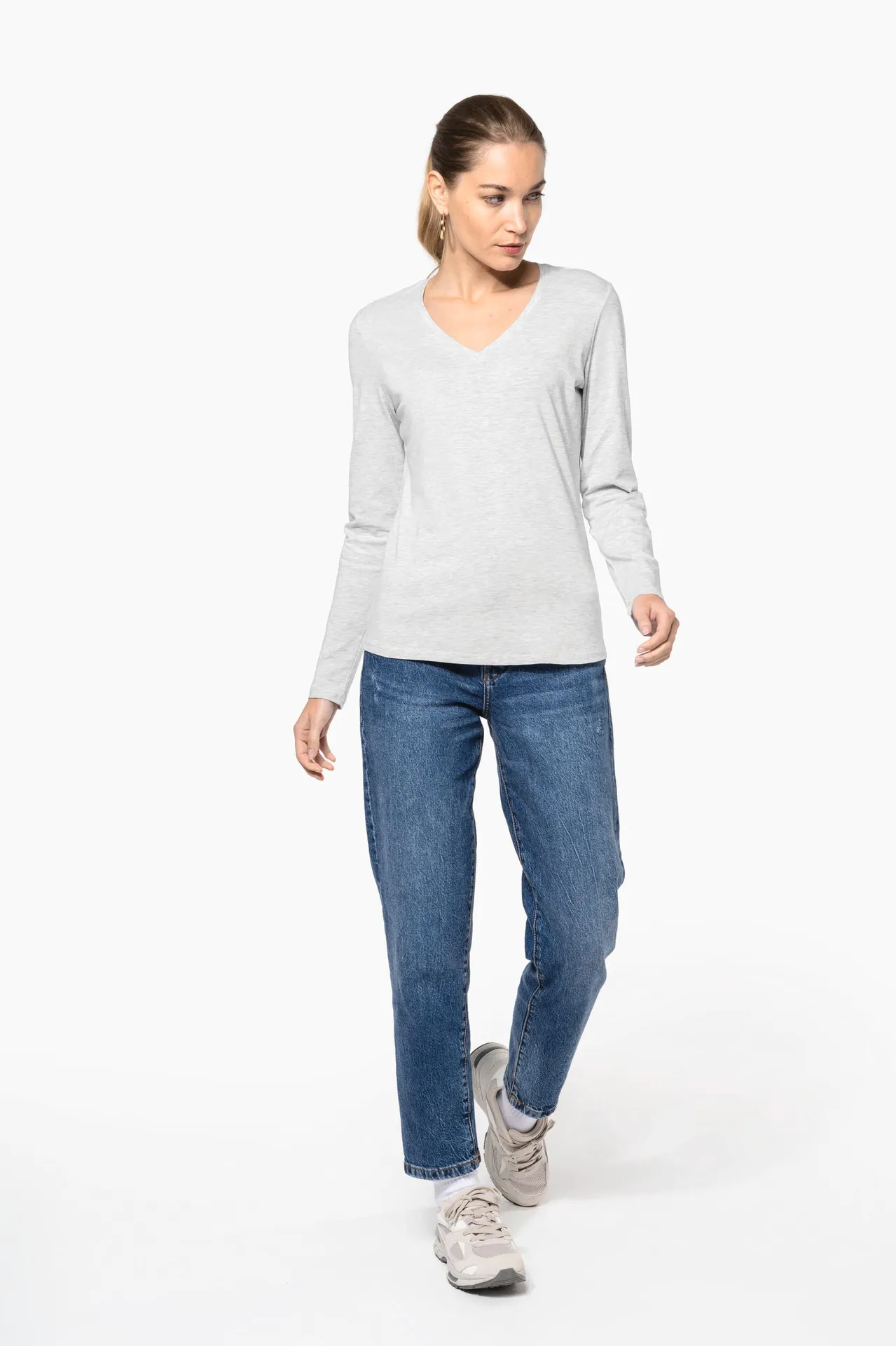 Damen-Langarmshirt mit V-Ausschnitt