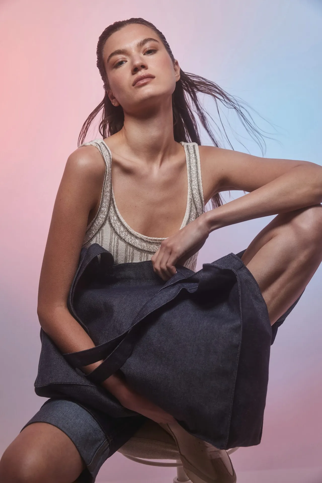 Große Shoppingtasche aus Denim