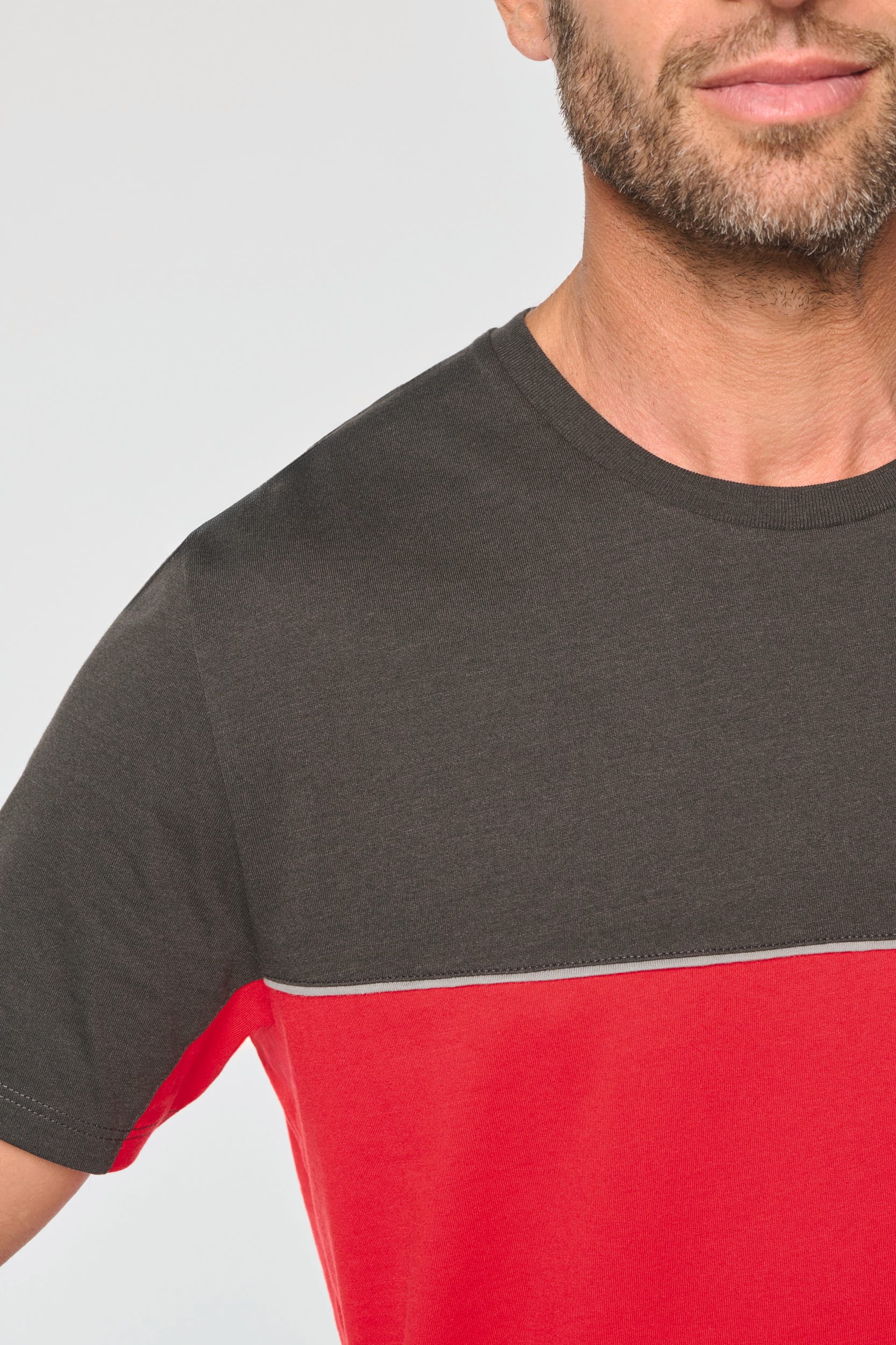 Zweifarbiges umweltfreundliches Unisex-T-Shirt mit kurzen Ärmeln