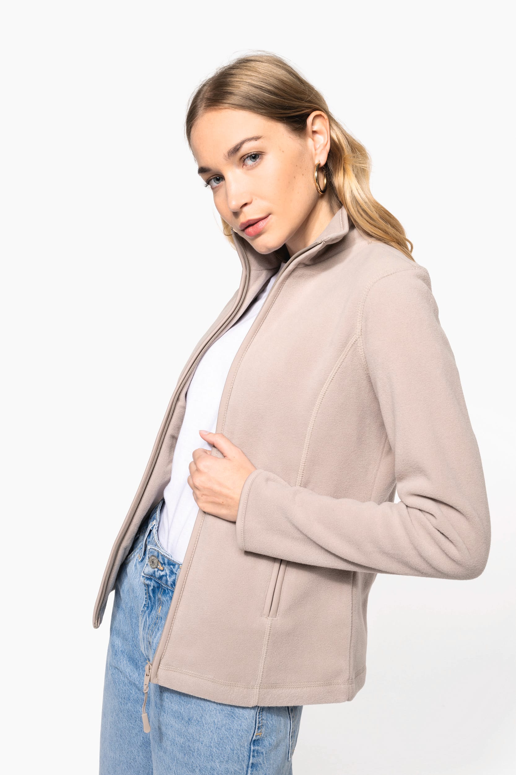 Mikrofleece-Jacke mit Reißverschluss für Damen