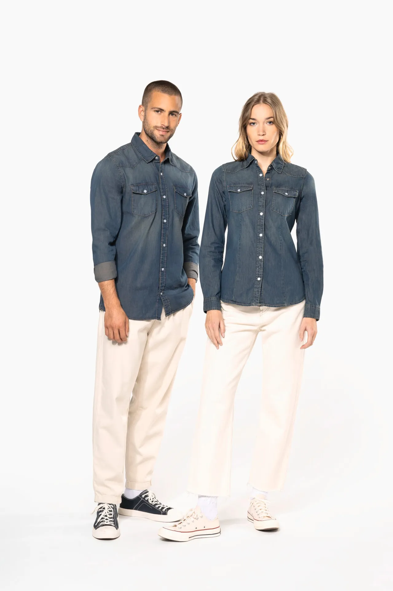 Herren denim-hemd langarm