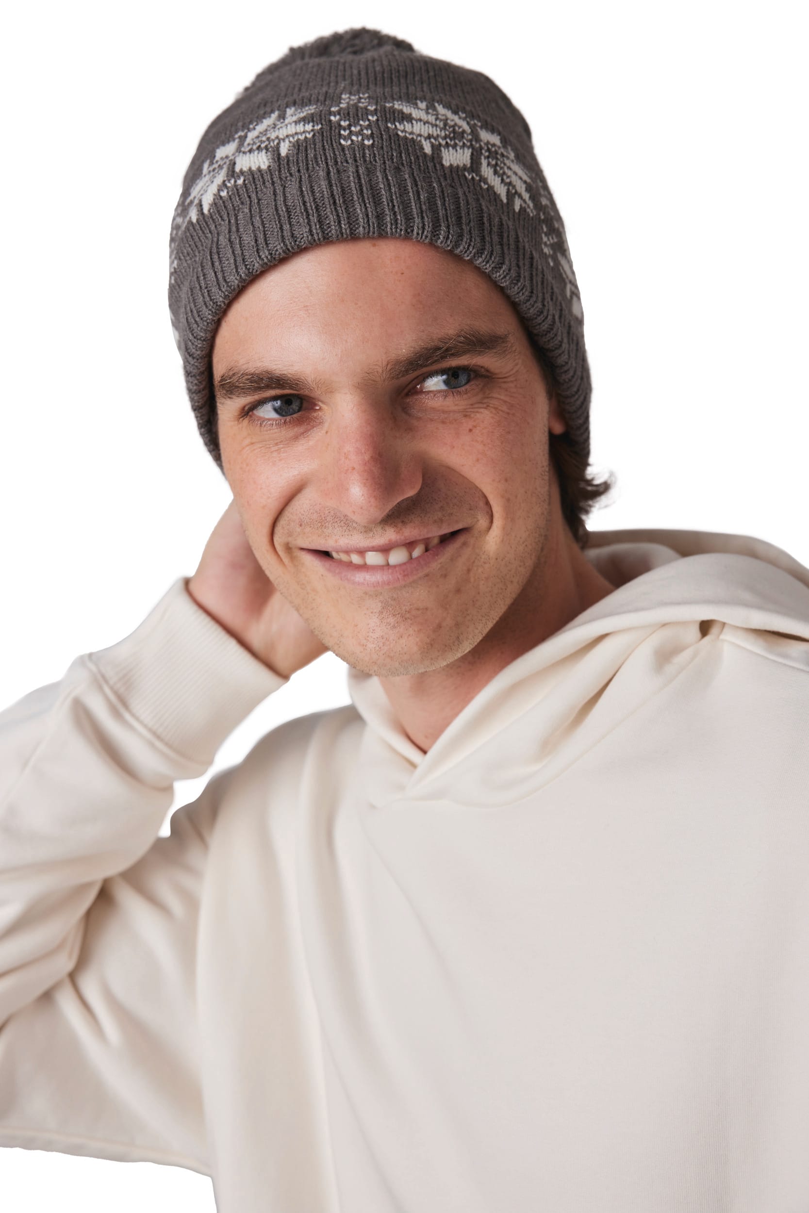 Weihnachtsstrickmütze mit Sternmuster