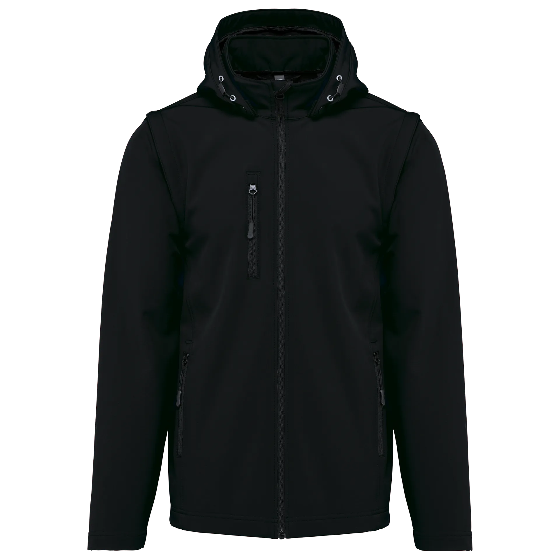 3-lagige Unisex-Softshell-Jacke mit Kapuze und abnehmbaren Ärmeln