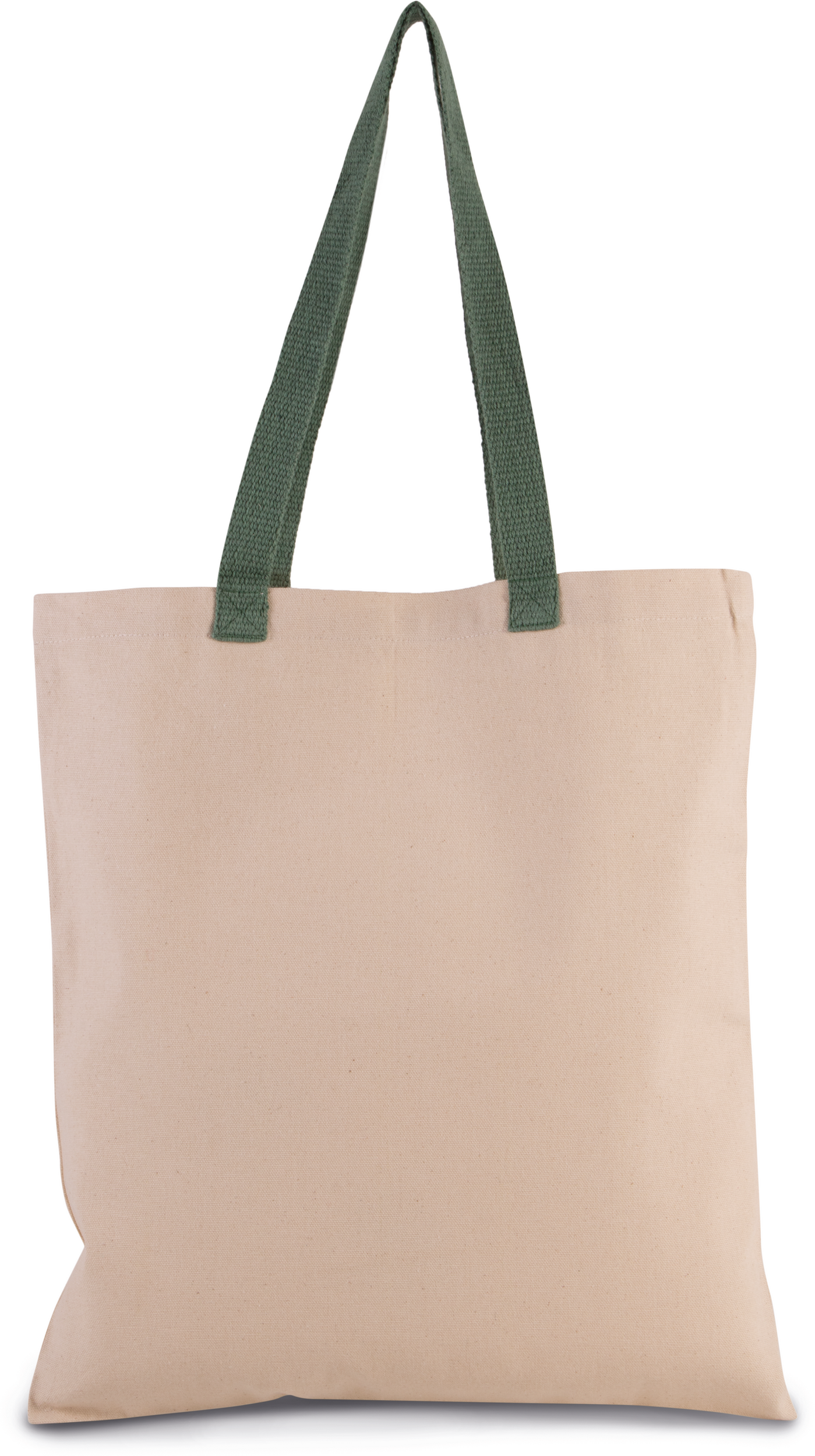 Flache Shoppingtasche aus Tuch mit kontrastfarbenem Griff