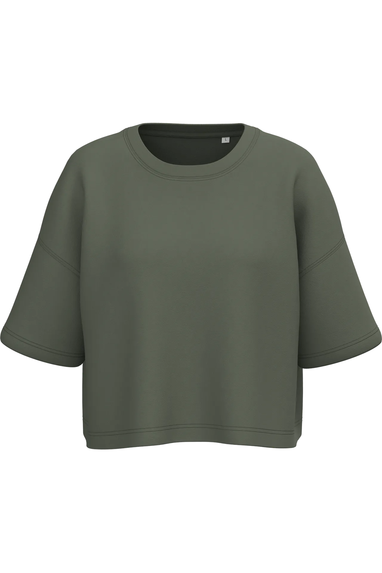 Damen Cropped-Sweatshirt mit kurzen Ärmeln und Rundhalsausschnitt