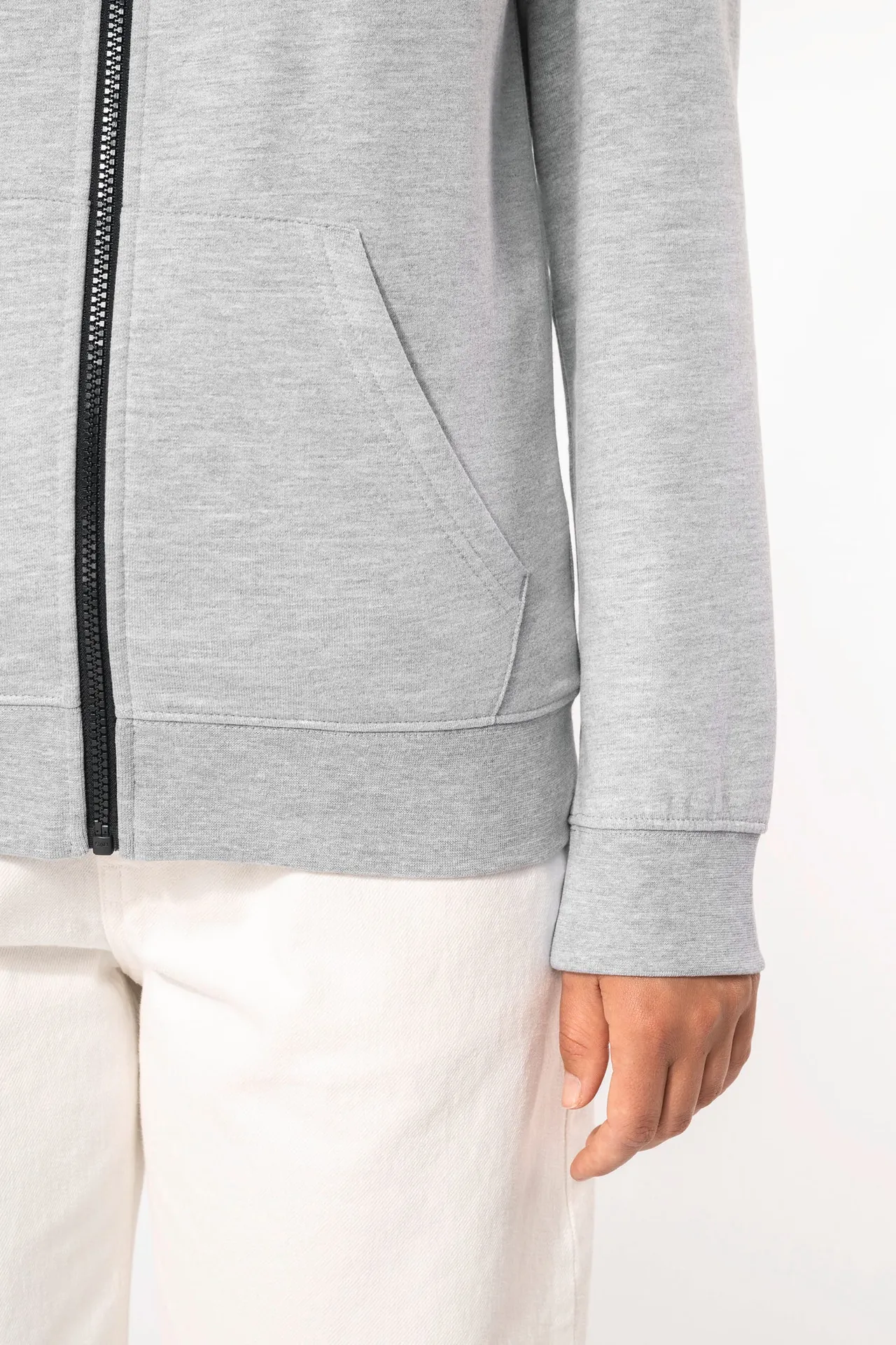 DAMEN-KAPUZENSWEATSHIRT BICOLOR mit Reißverschluss